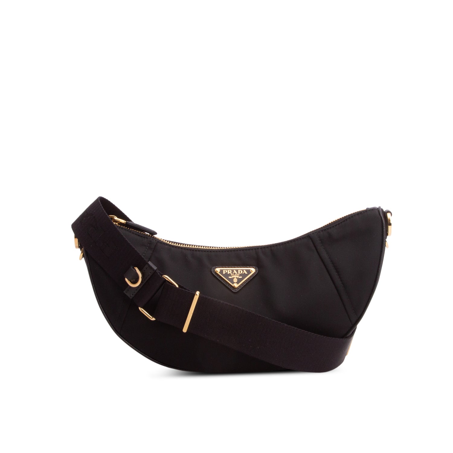Prada Black Re-Nylon Demi-Lune Shoulder Bag w/ Straps