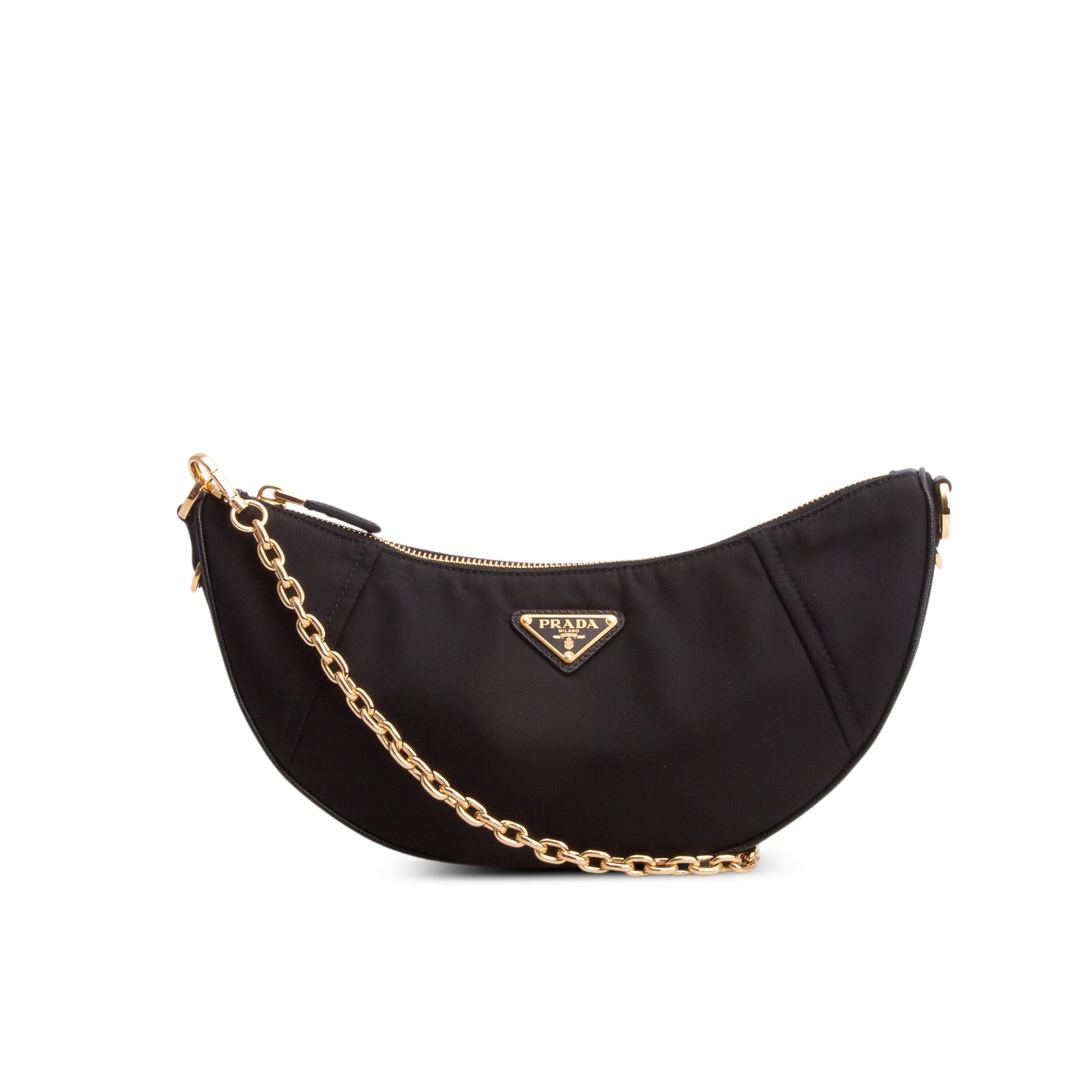 Prada Black Re-Nylon Demi-Lune Shoulder Bag w/ Straps
