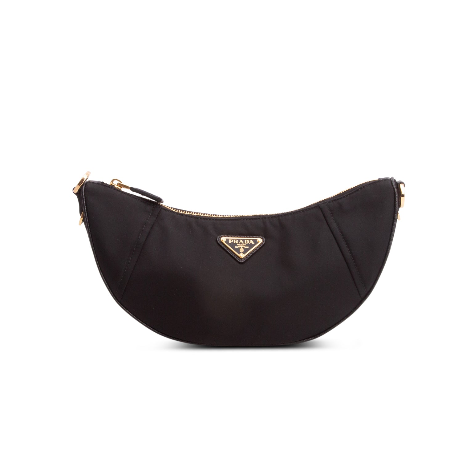 Prada Black Re-Nylon Demi-Lune Shoulder Bag w/ Straps