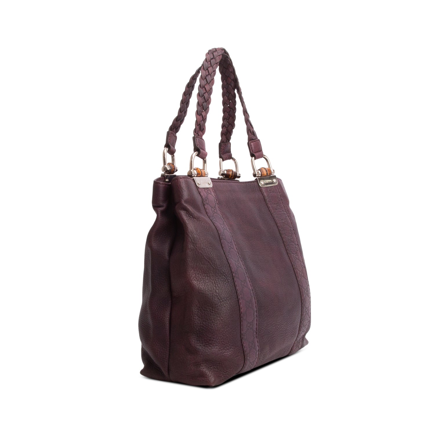 Gucci Brown Libeccio Medium Bamboo Bar Tote
