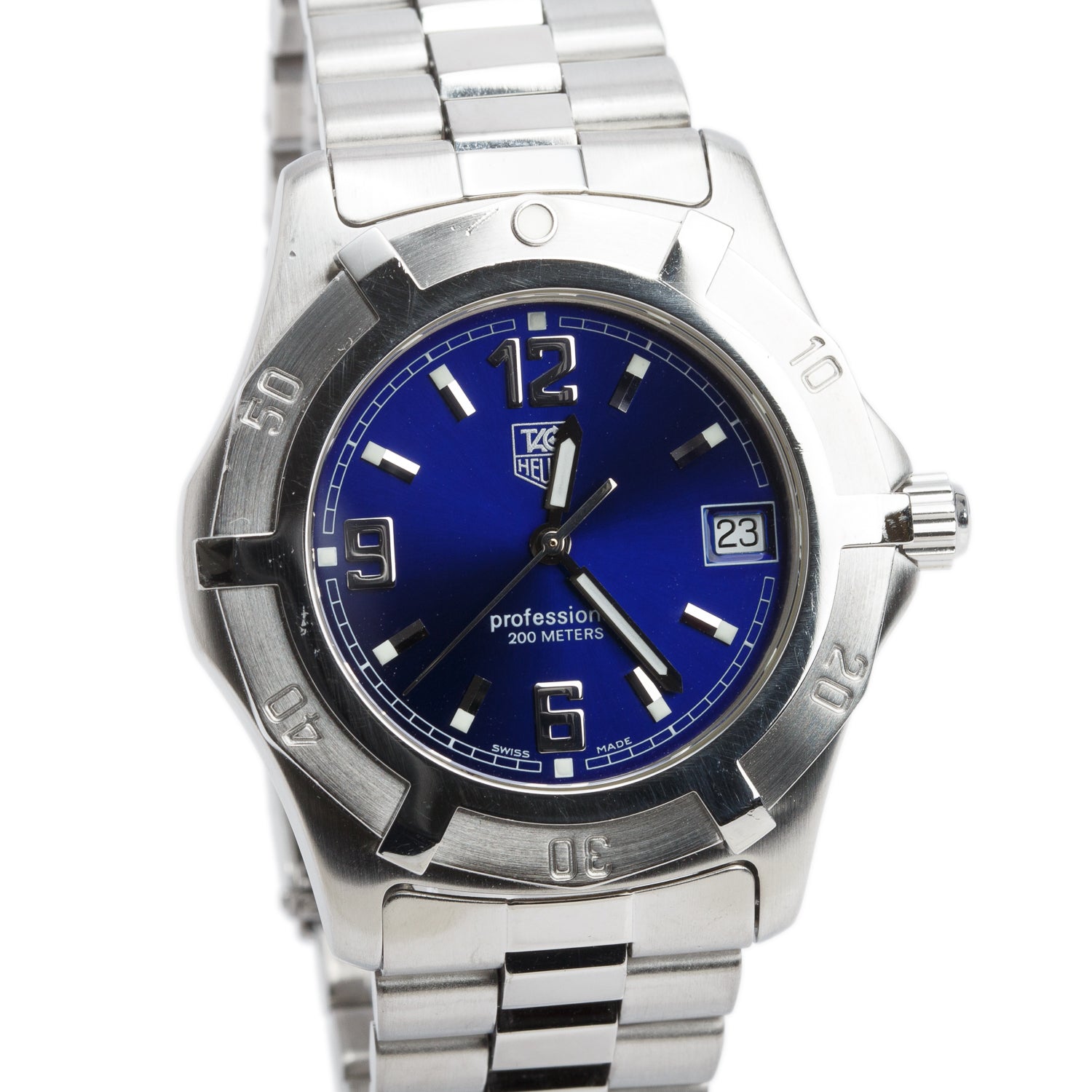 Tag Heuer Stainless Steel 2000 Classic 38 MM Quartz Watch Blue Dial WN1112