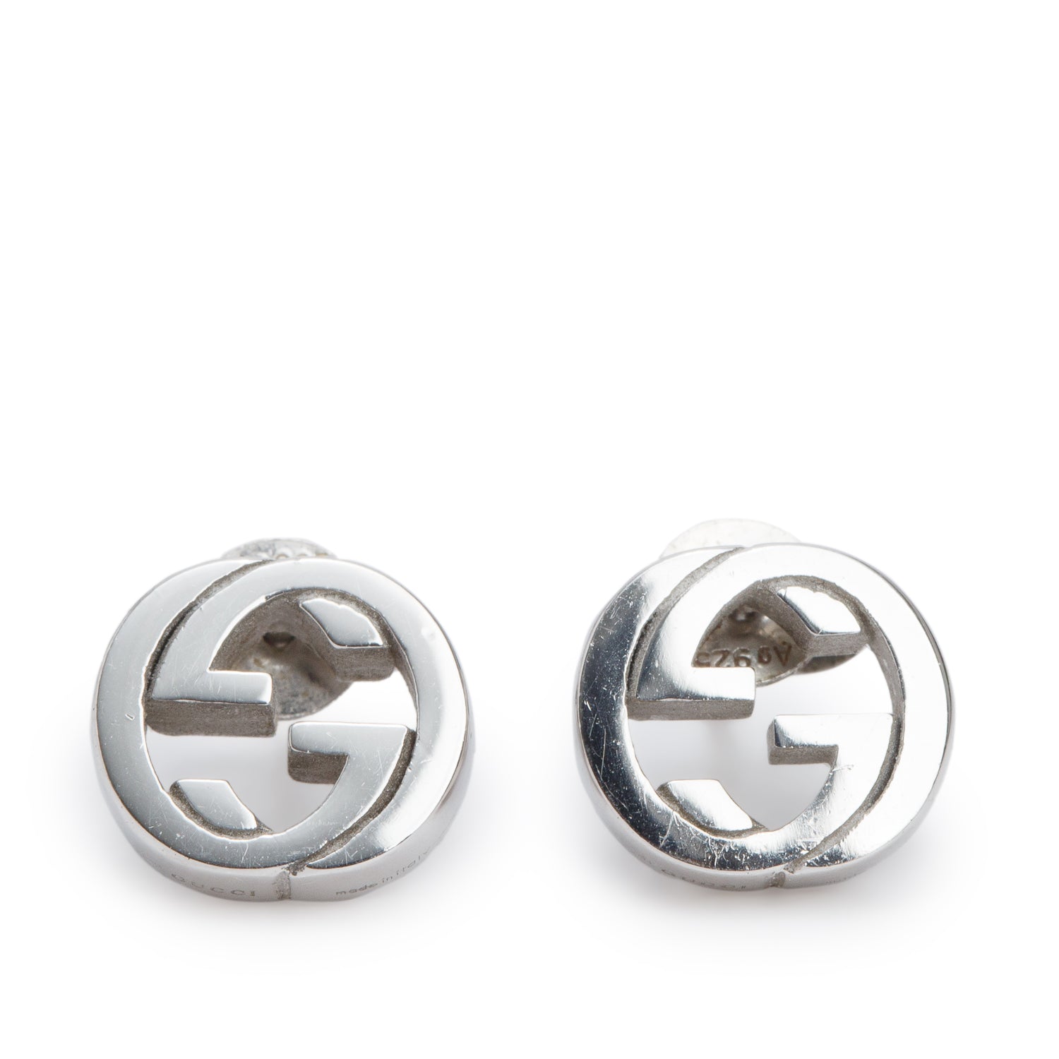 Gucci Sterling Silver Interlocking G Stud Earrings w/ Box