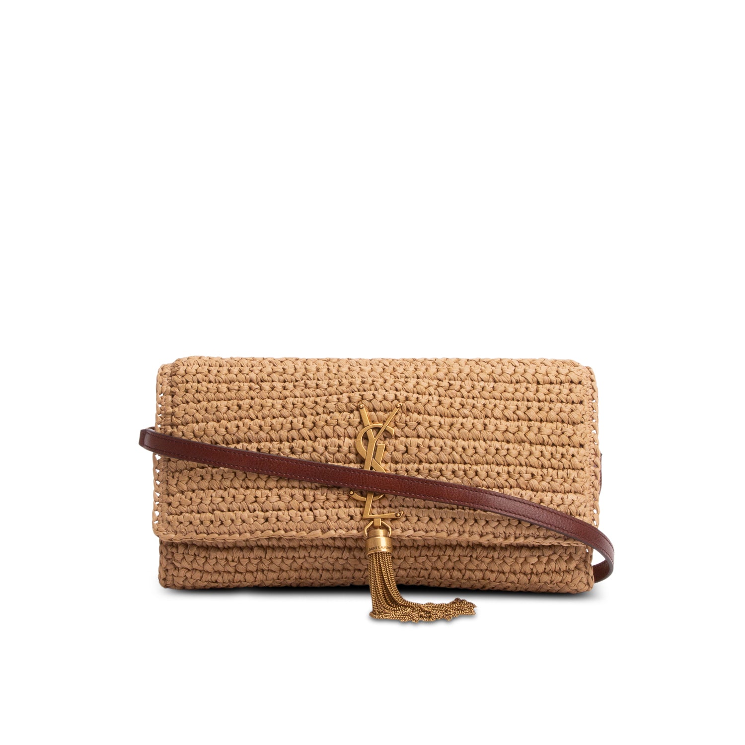 Saint Laurent 2025 Raffia Monogram Tassel Kate 99 w/ Straps