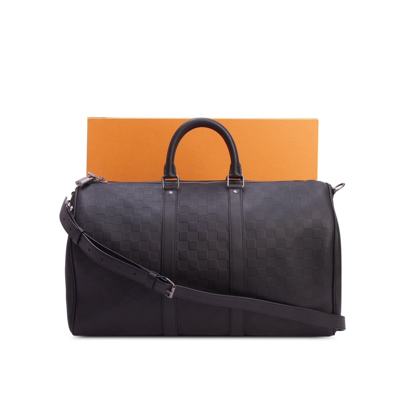Louis Vuitton Black Damier Infini Keepall Bandouliere 45 w/ Box & Receipt
