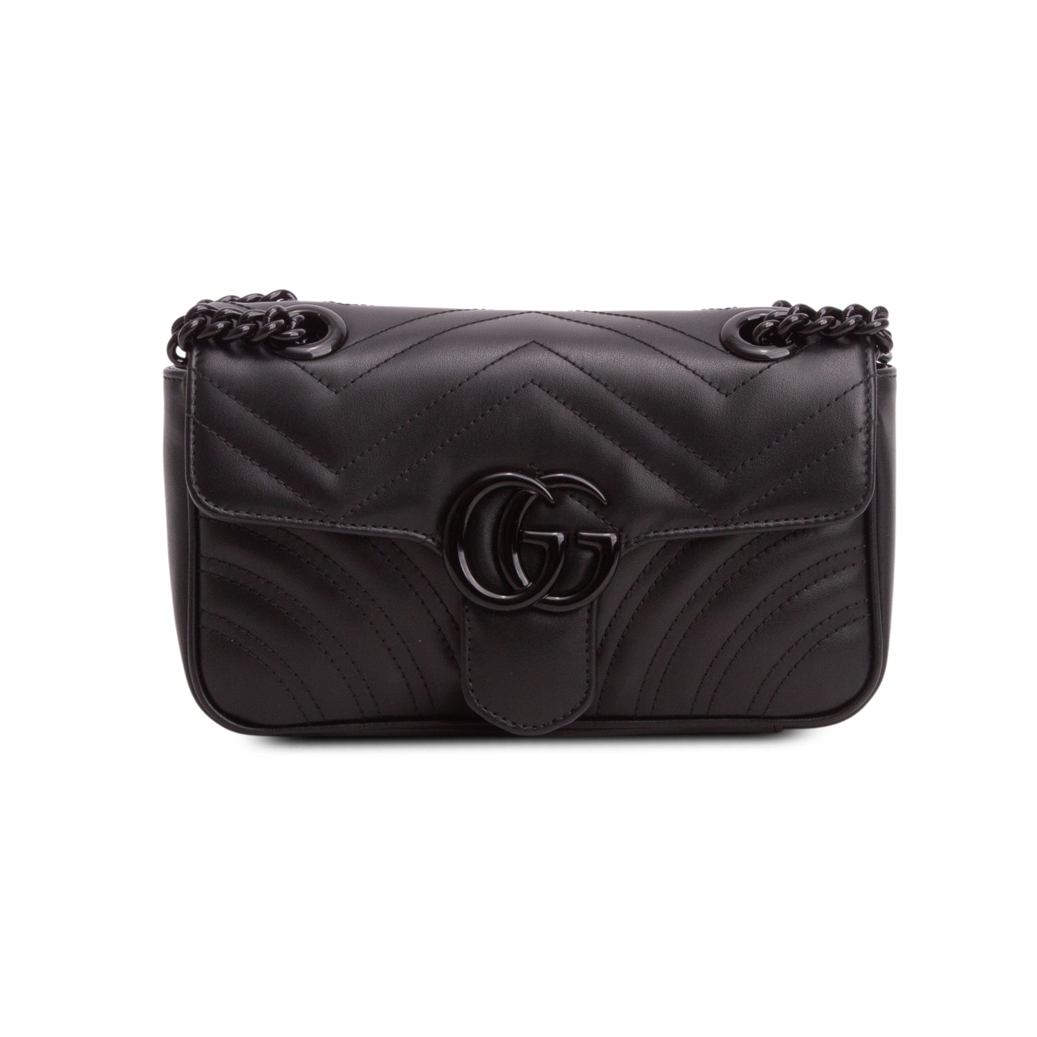 Gucci Black GG Marmont Matelasse Monochrome Small Shoulder Bag w/ Box