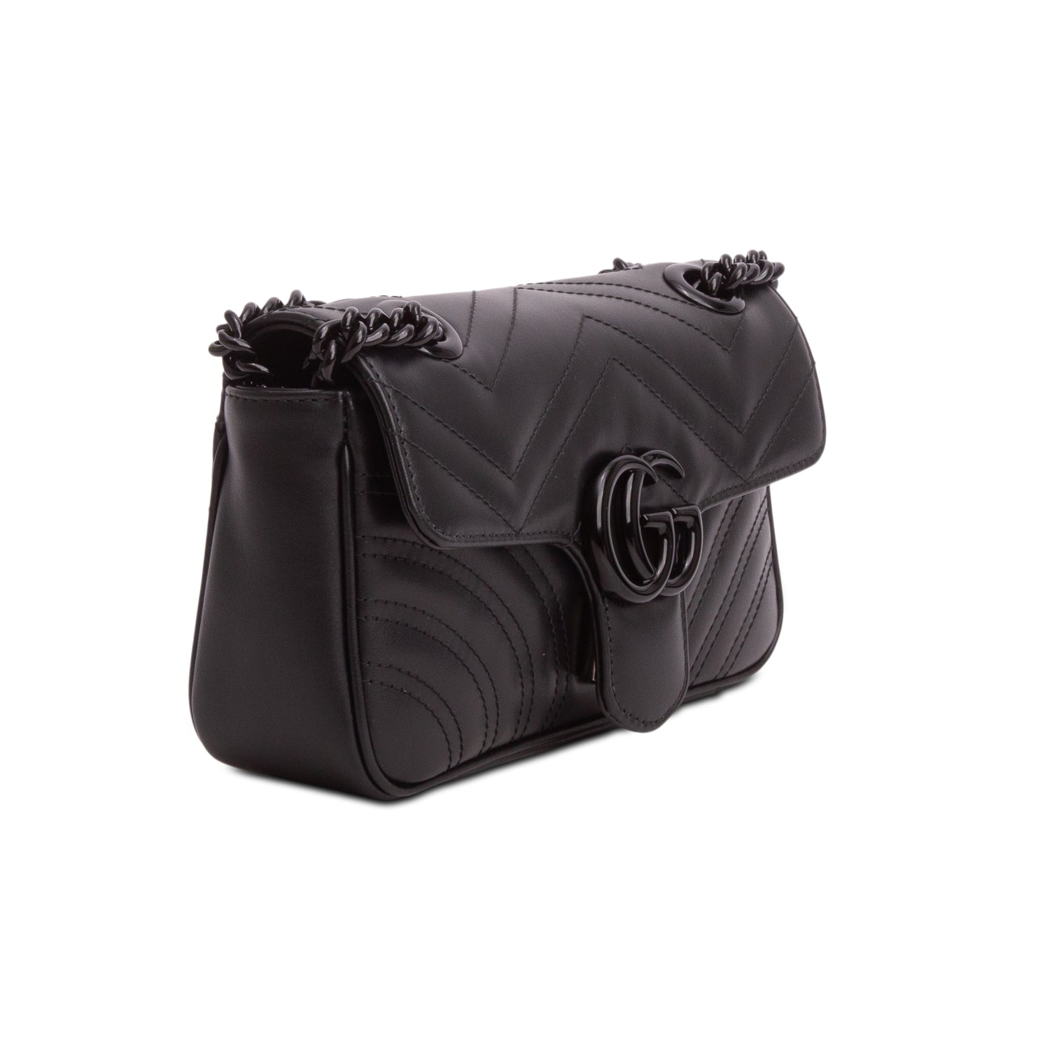 Gucci Black GG Marmont Matelasse Monochrome Small Shoulder Bag w/ Box