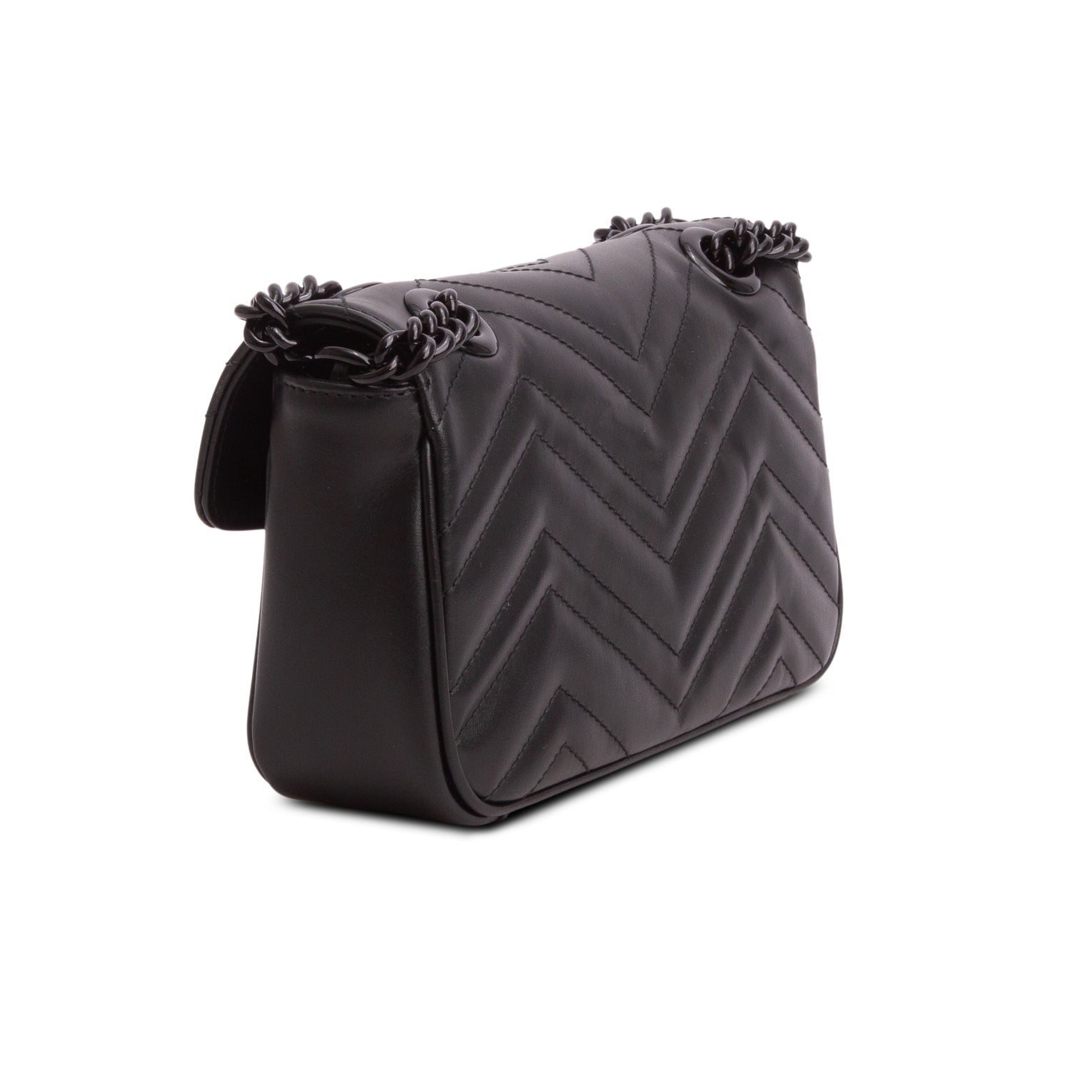 Gucci Black GG Marmont Matelasse Monochrome Small Shoulder Bag w/ Box