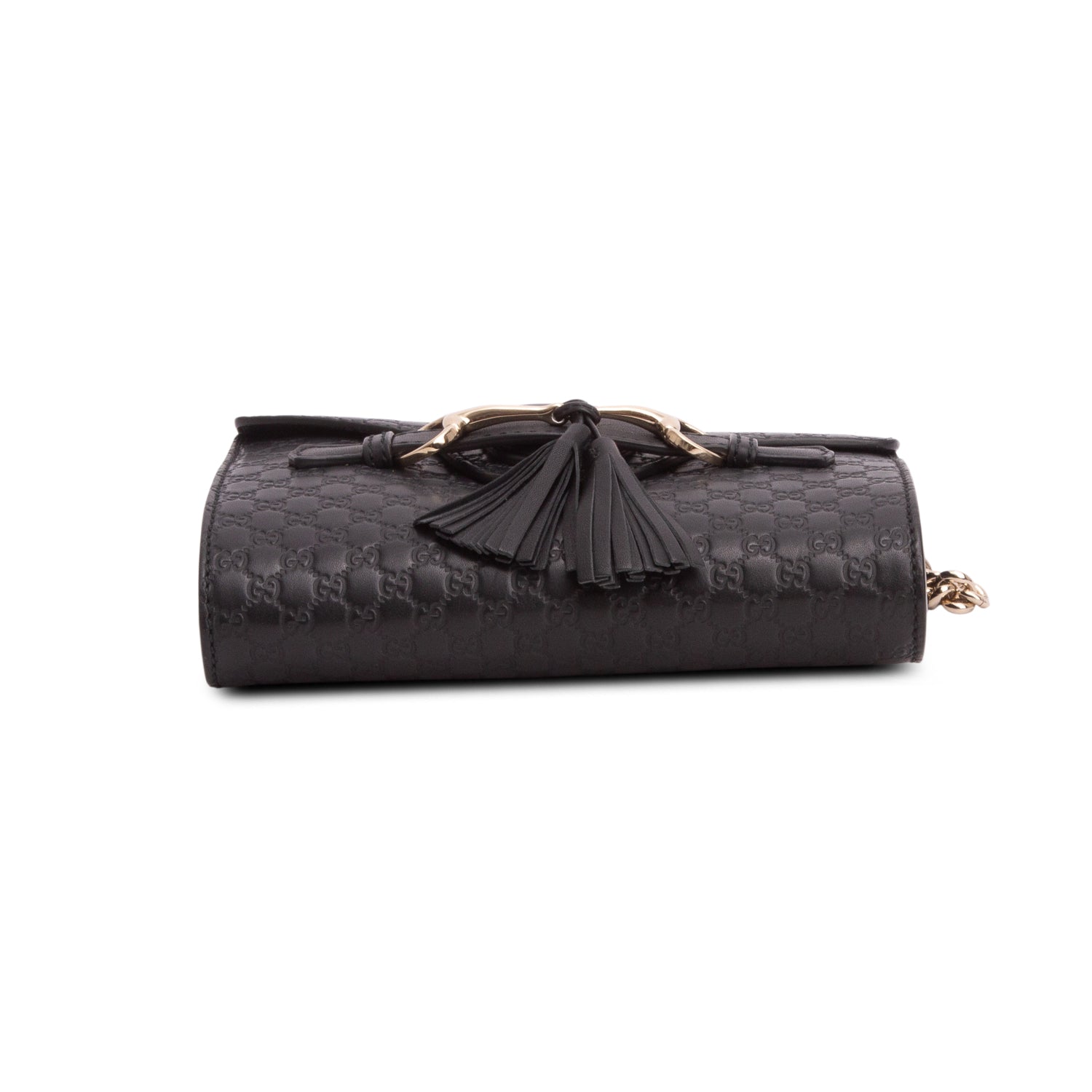 Gucci Black Leather Signature Mini Emily Horsebit Bag