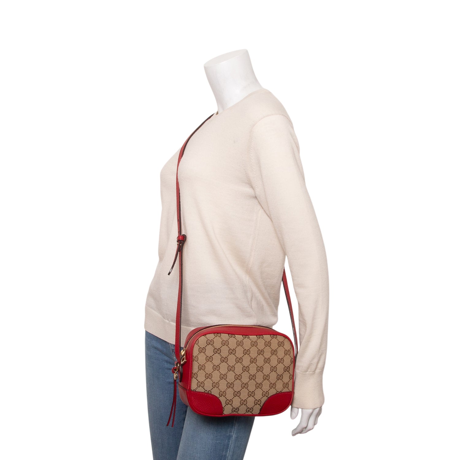 Gucci Red Monogram Mini Bree Camera Bag