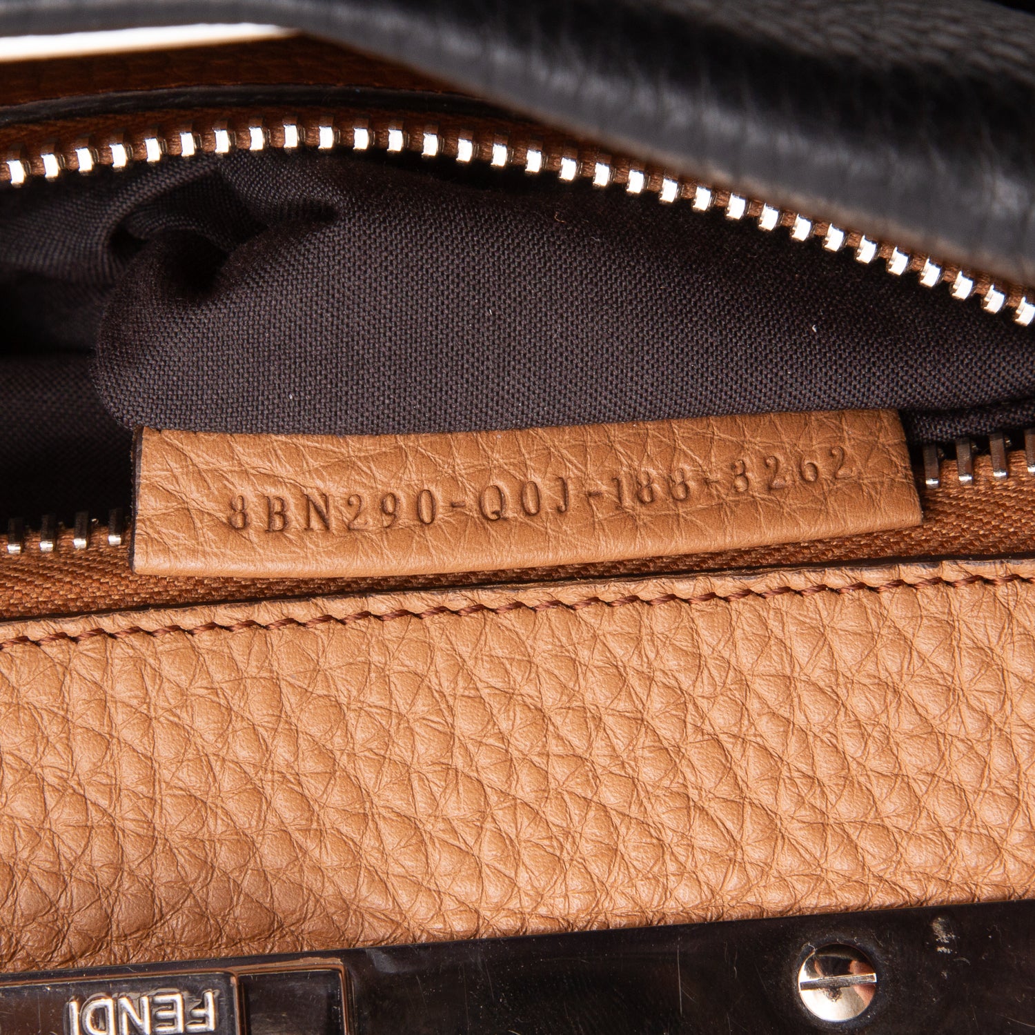 Fendi Black Cuioio Romano Selleria Medium Peekaboo Iconic Satchel w/ Strap