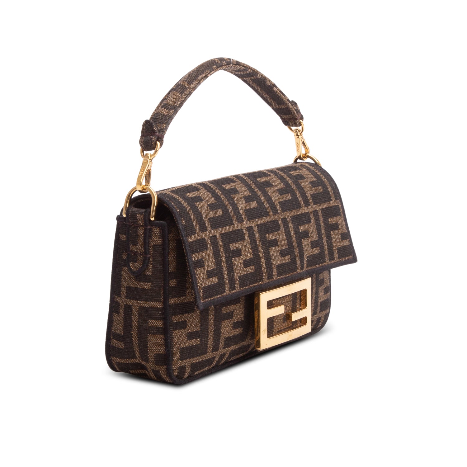 Fendi Fabric Jacquard FF 1974 Mini Baguette w/ Straps