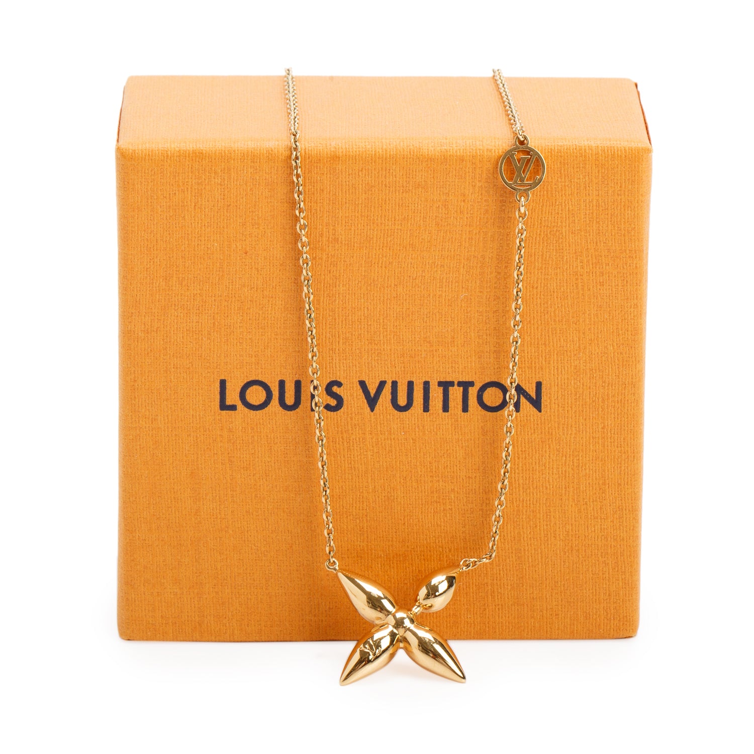Louis Vuitton 2023 Gold Plated Collier Louisette Necklace w/ Box