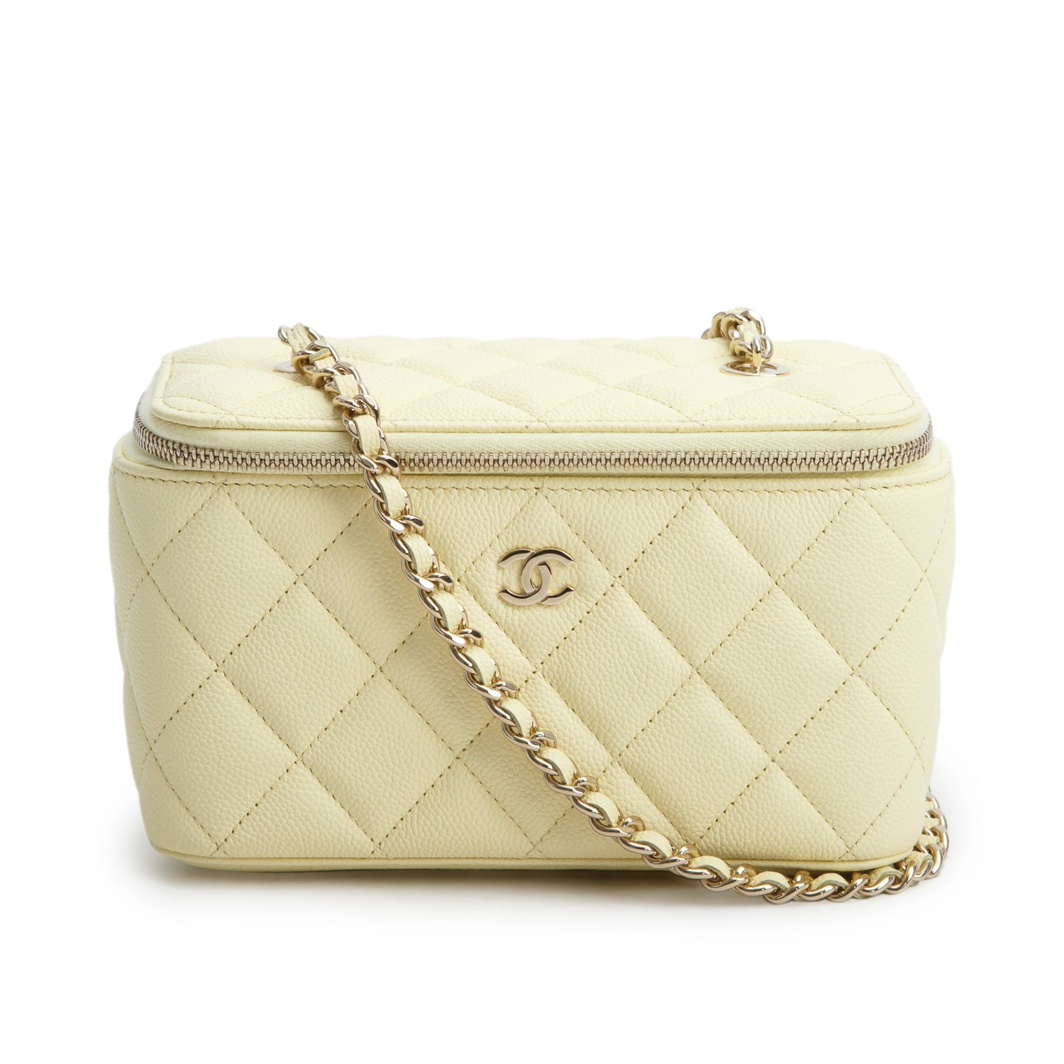 Chanel Yellow Caviar Quilted Leather Small Vanity Case