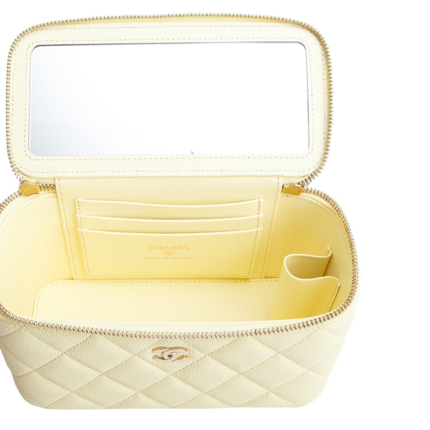 Chanel Yellow Caviar Quilted Leather Small Vanity Case