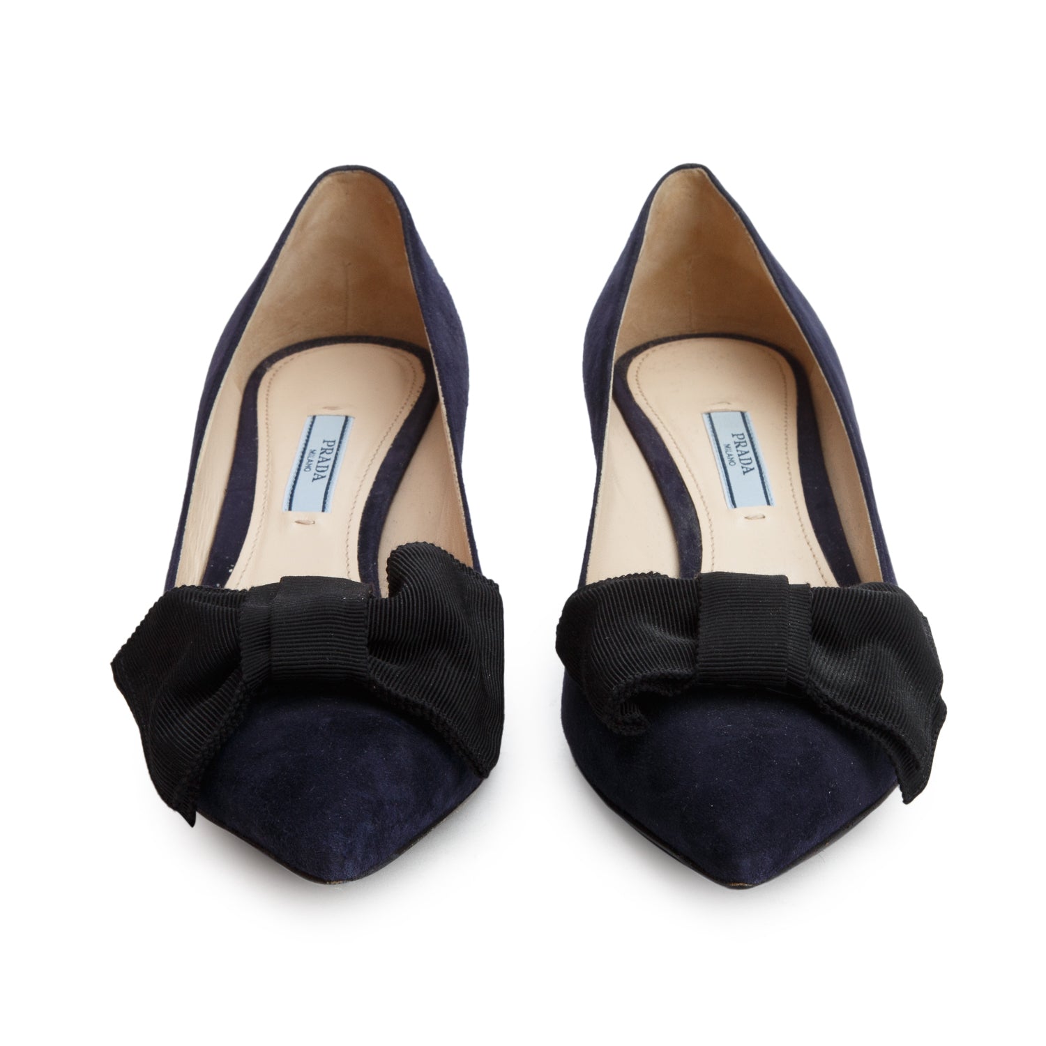 Prada Navy Suede Bow Pumps, Women's Size 40 w/ Box