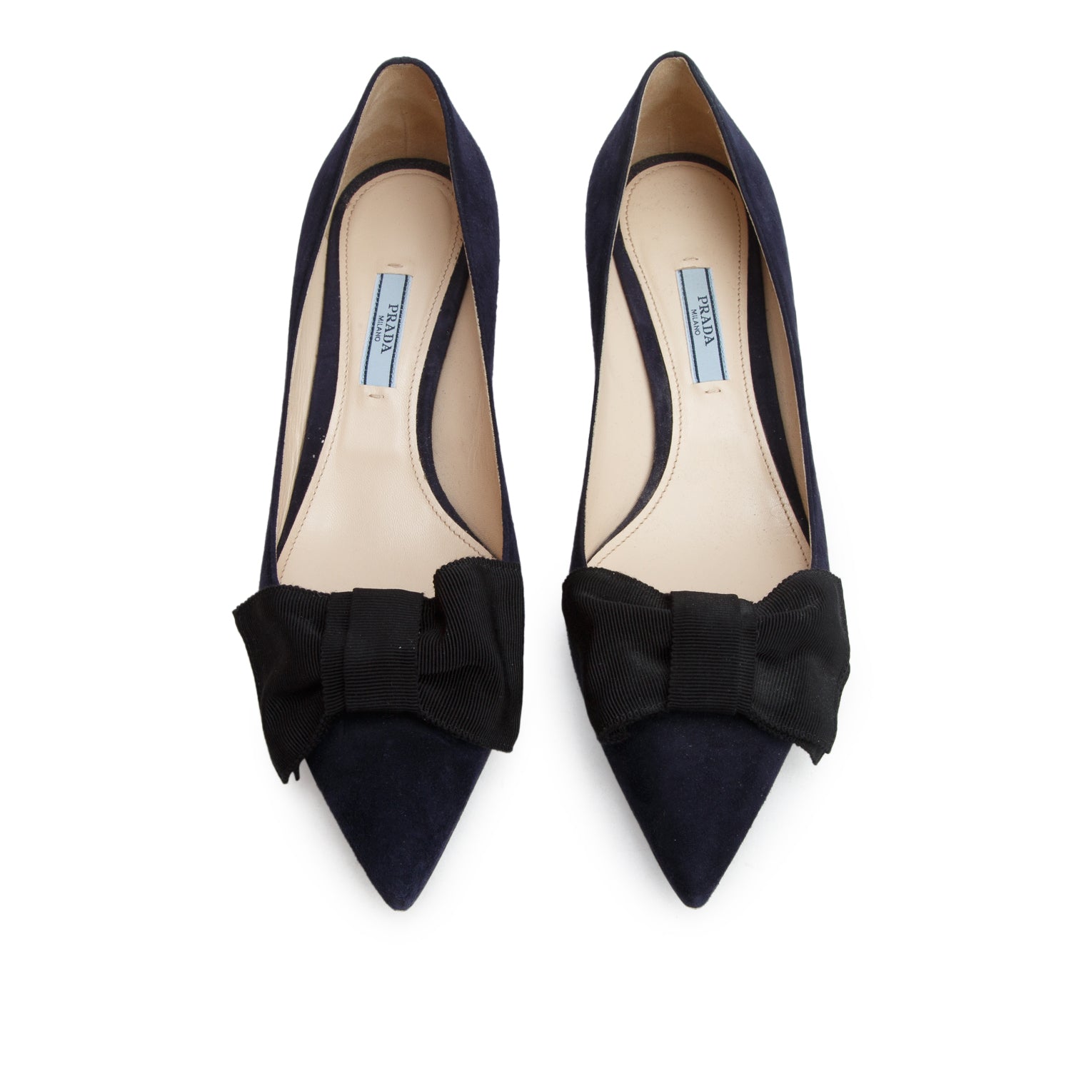 Prada Navy Suede Bow Pumps, Women's Size 40 w/ Box