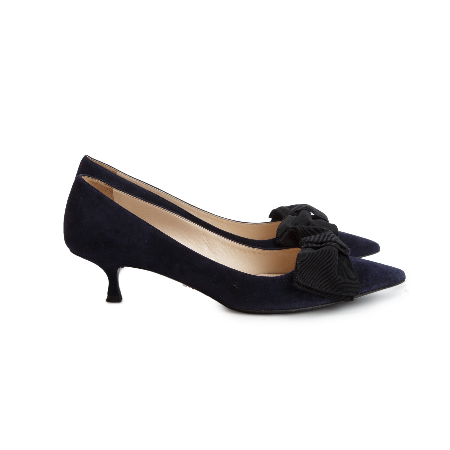 Prada Navy Suede Bow Pumps, Women's Size 40 w/ Box