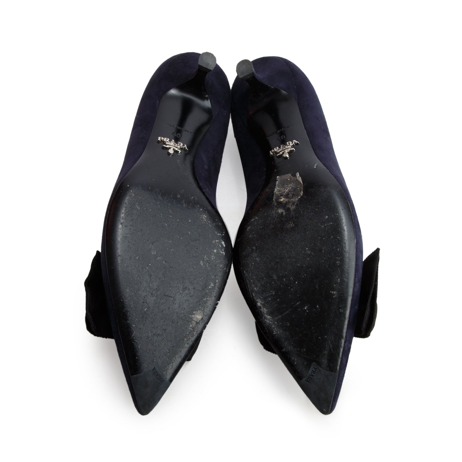 Prada Navy Suede Bow Pumps, Women's Size 40 w/ Box