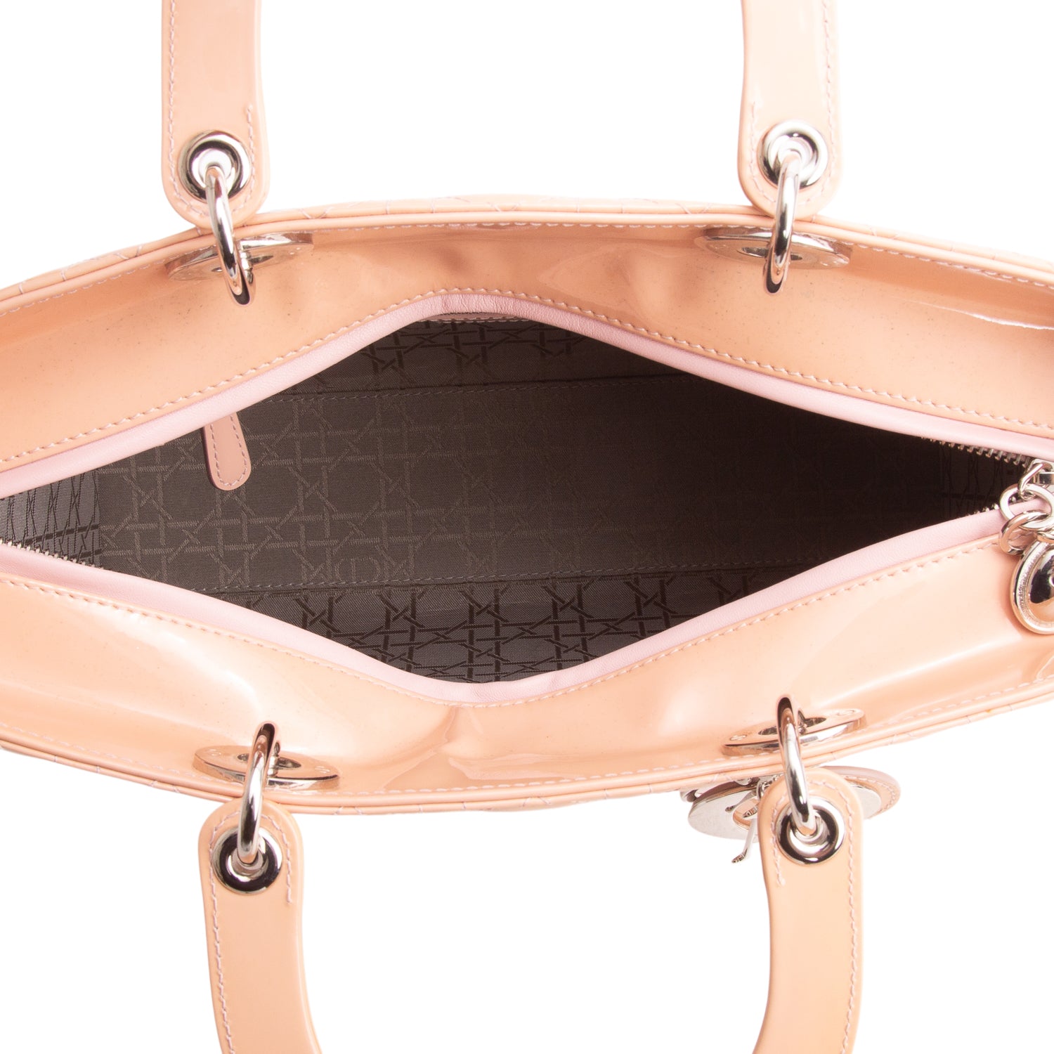 Christian Dior Pink Cannage Patent Leather Large Lady Dior w/ Box & Strap