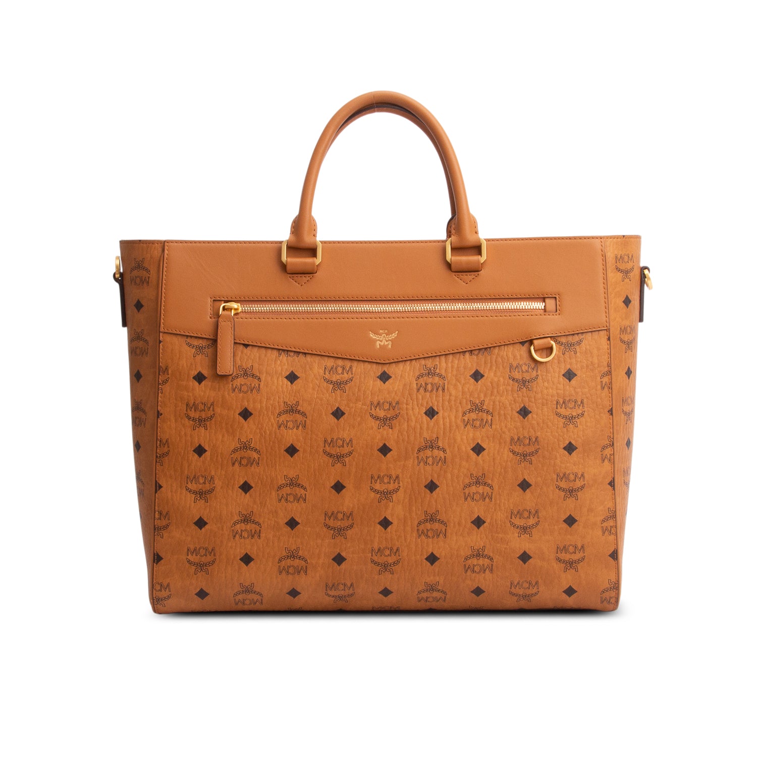 MCM Brown Visetos Large Diamond Tote w/ Strap