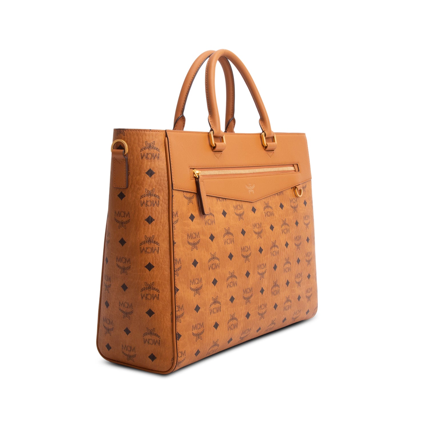 MCM Brown Visetos Large Diamond Tote w/ Strap