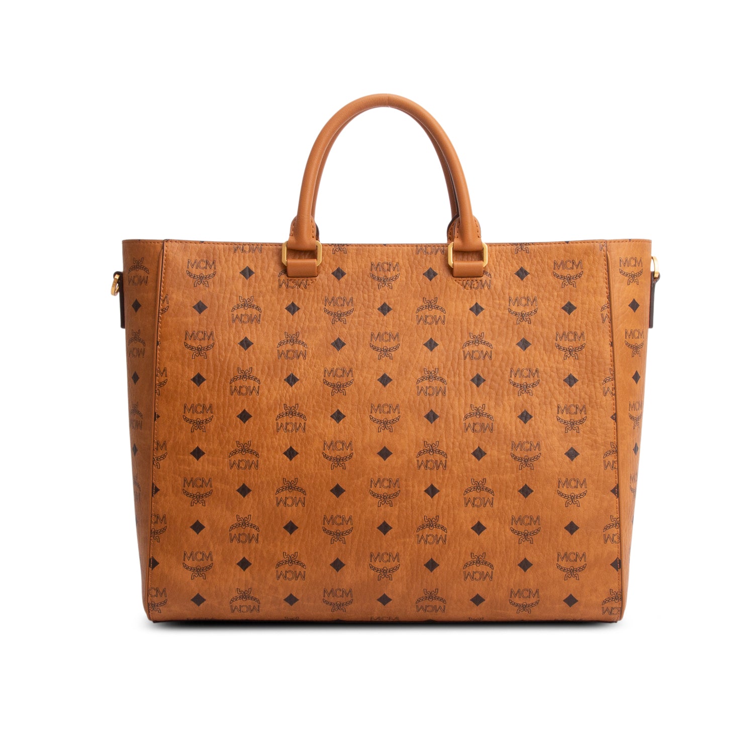MCM Brown Visetos Large Diamond Tote w/ Strap