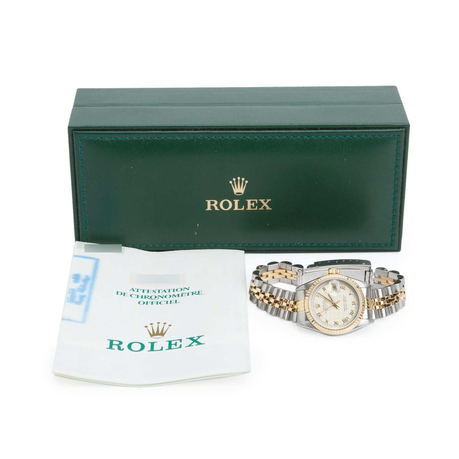 Rolex Stainless Steel & 18k Yellow Gold Datejust 26 MM Watch Ivory Pyramid Dial 69173 w/ Box & Papers