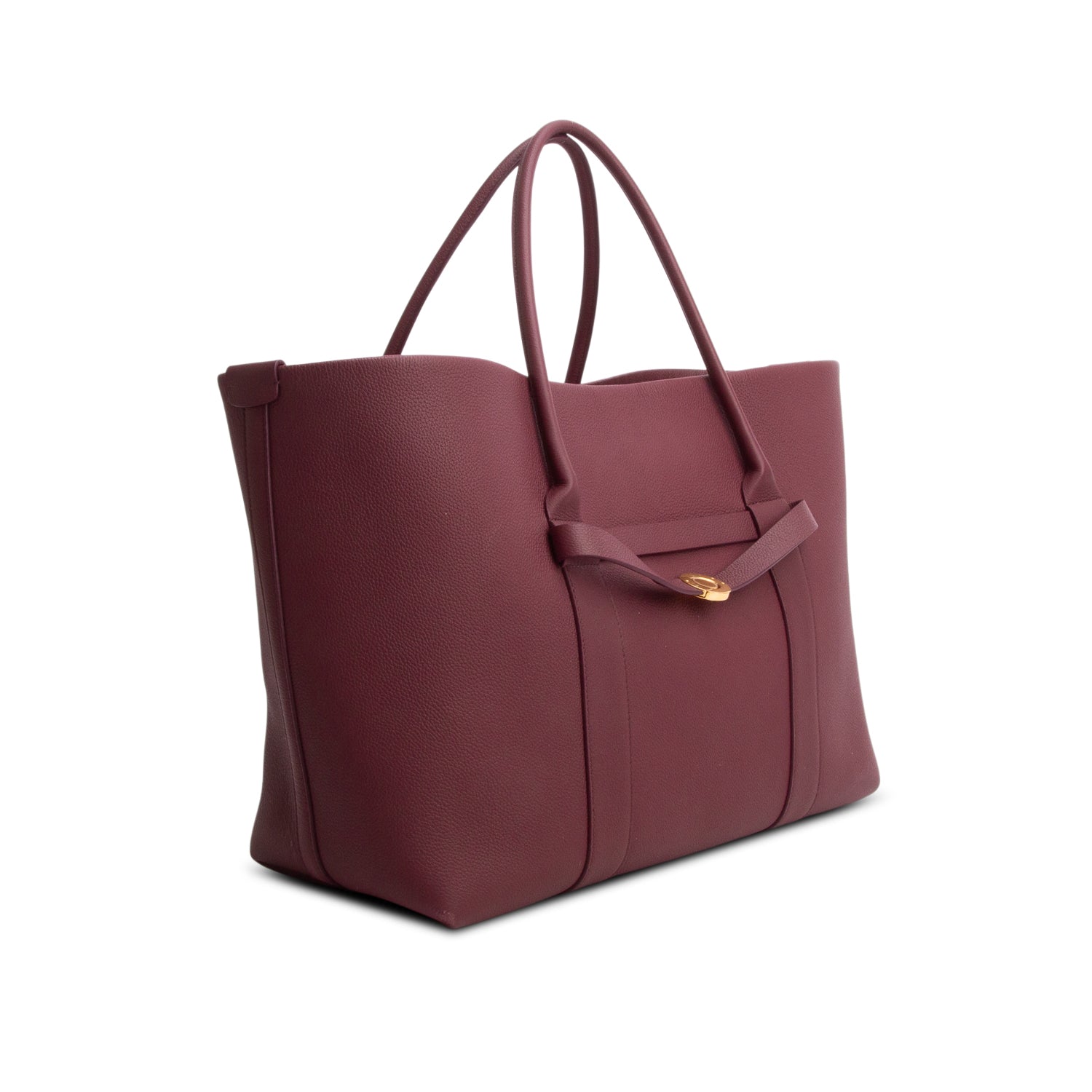 Loro Piana Burgundy Calfskin Ghiera Large Tote w/ Pouch