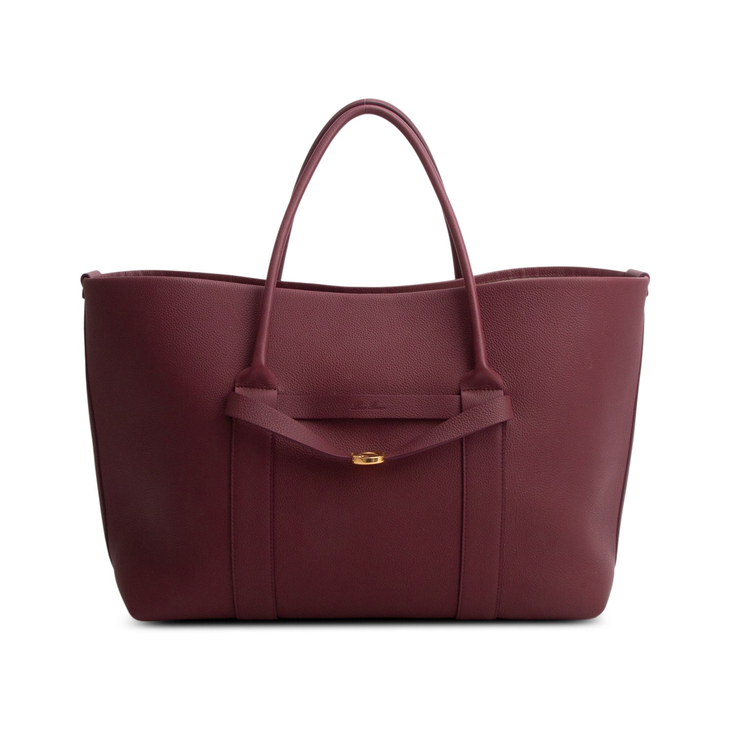Loro Piana Burgundy Calfskin Ghiera Large Tote w/ Pouch
