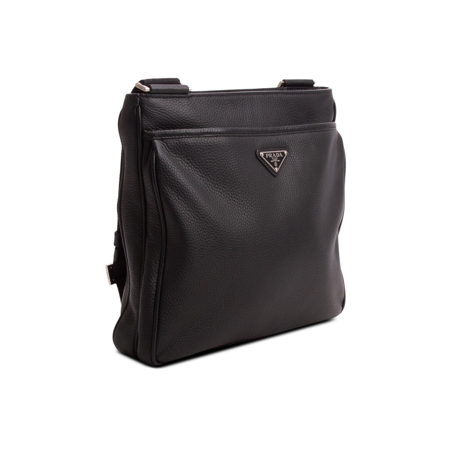 Prada Black Vitello City Messenger Bag w/ Authenticity Card