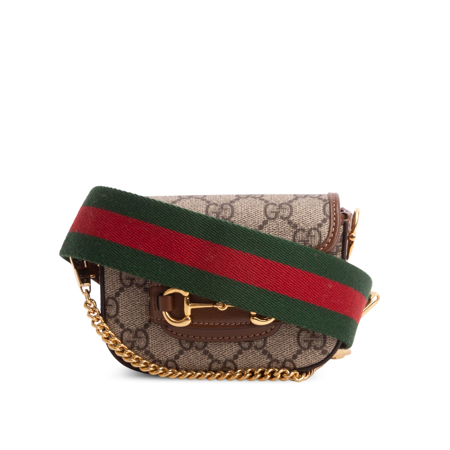Gucci GG Supreme Monogram Azalea Calfskin Web Horsebit 1955 Wallet w/ Straps