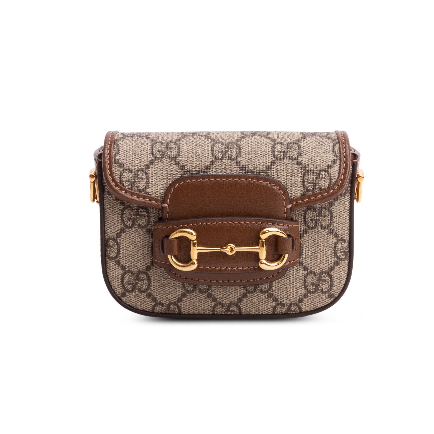 Gucci GG Supreme Monogram Azalea Calfskin Web Horsebit 1955 Wallet w/ Straps