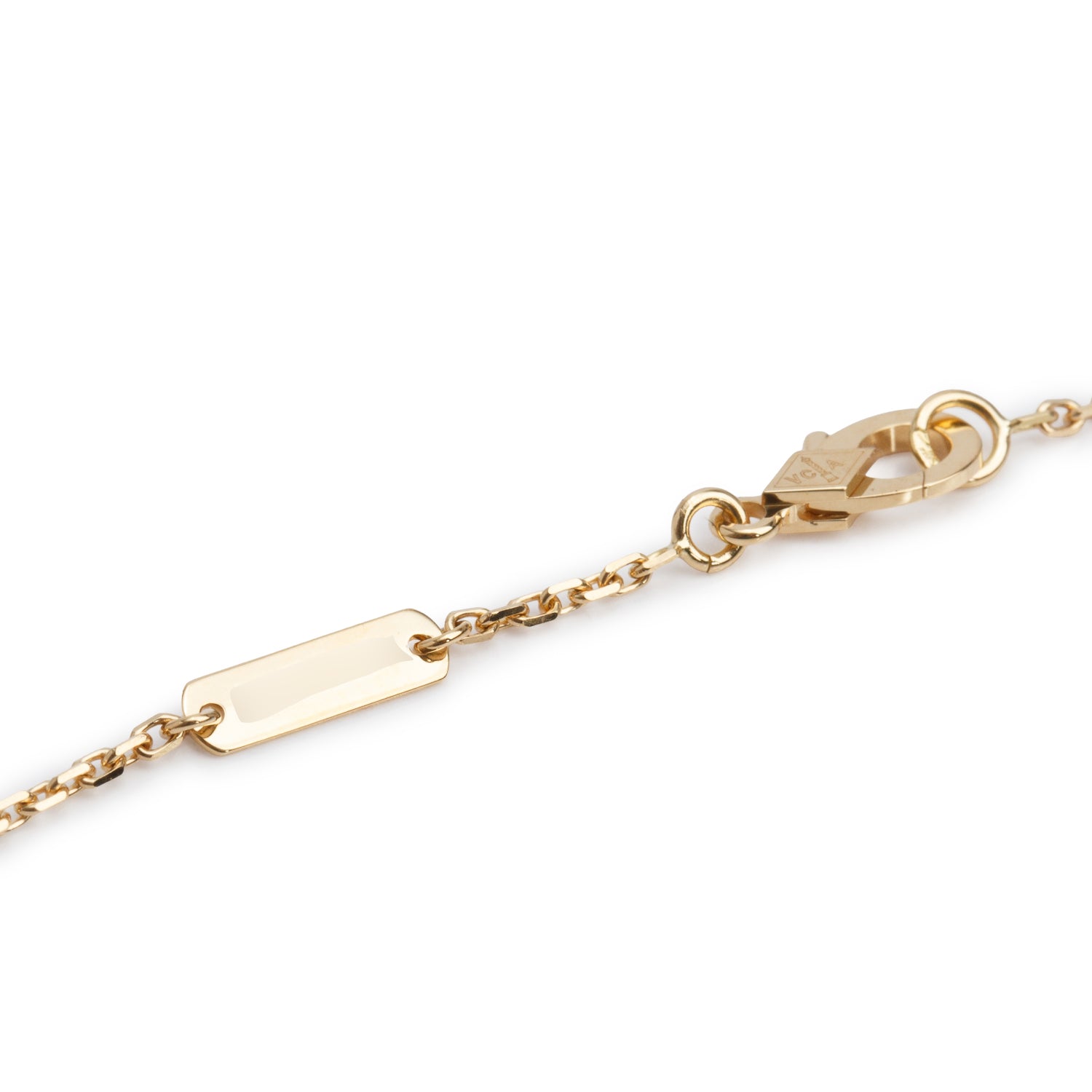 Van Cleef & Arpels 2023 18k Yellow Gold Vintage Alhambra Mother of Pearl Pendant Necklace w/ Box & Certificate