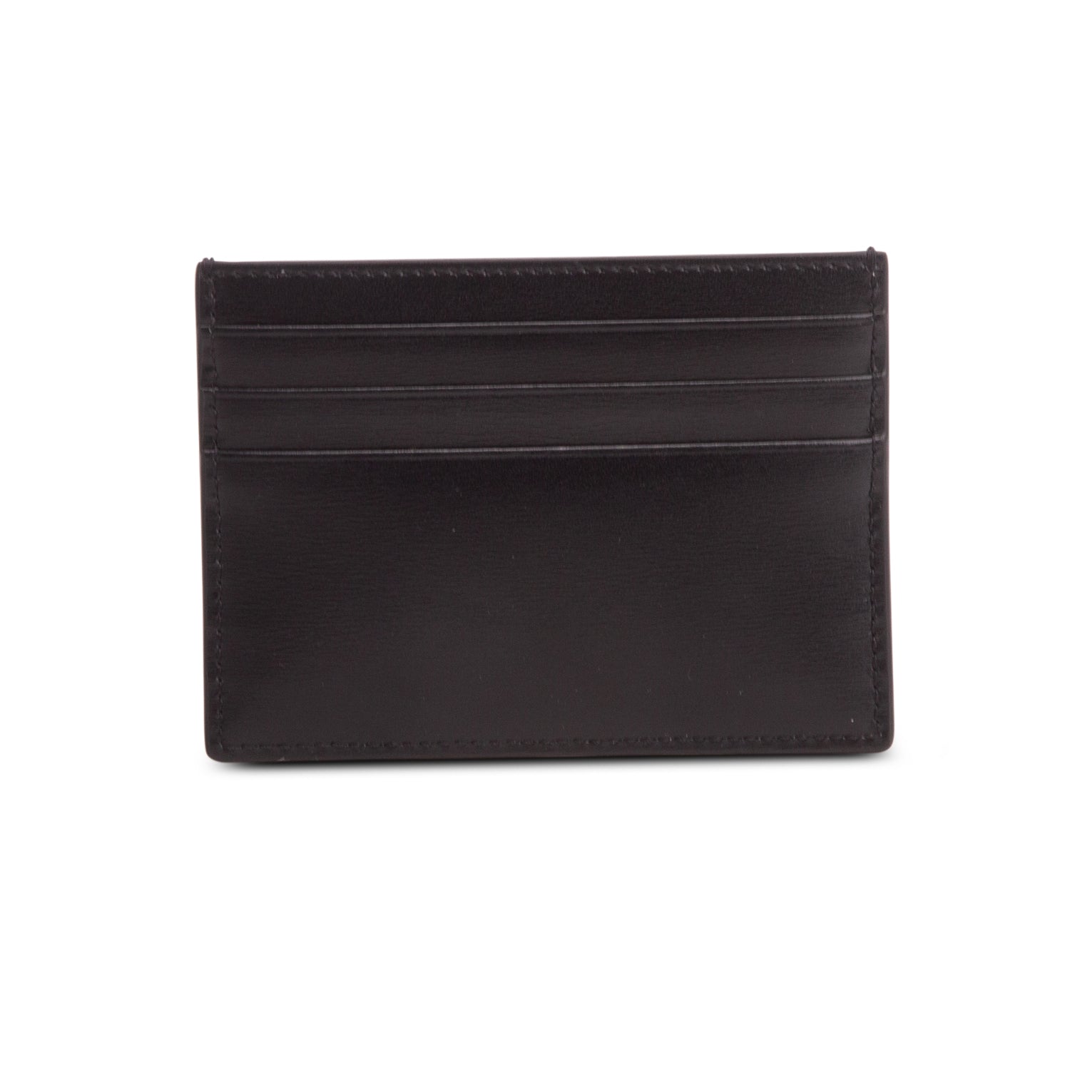 Celine 2024 Black Shiny Calfskin Triomphe Logo Card Holder w/ Box