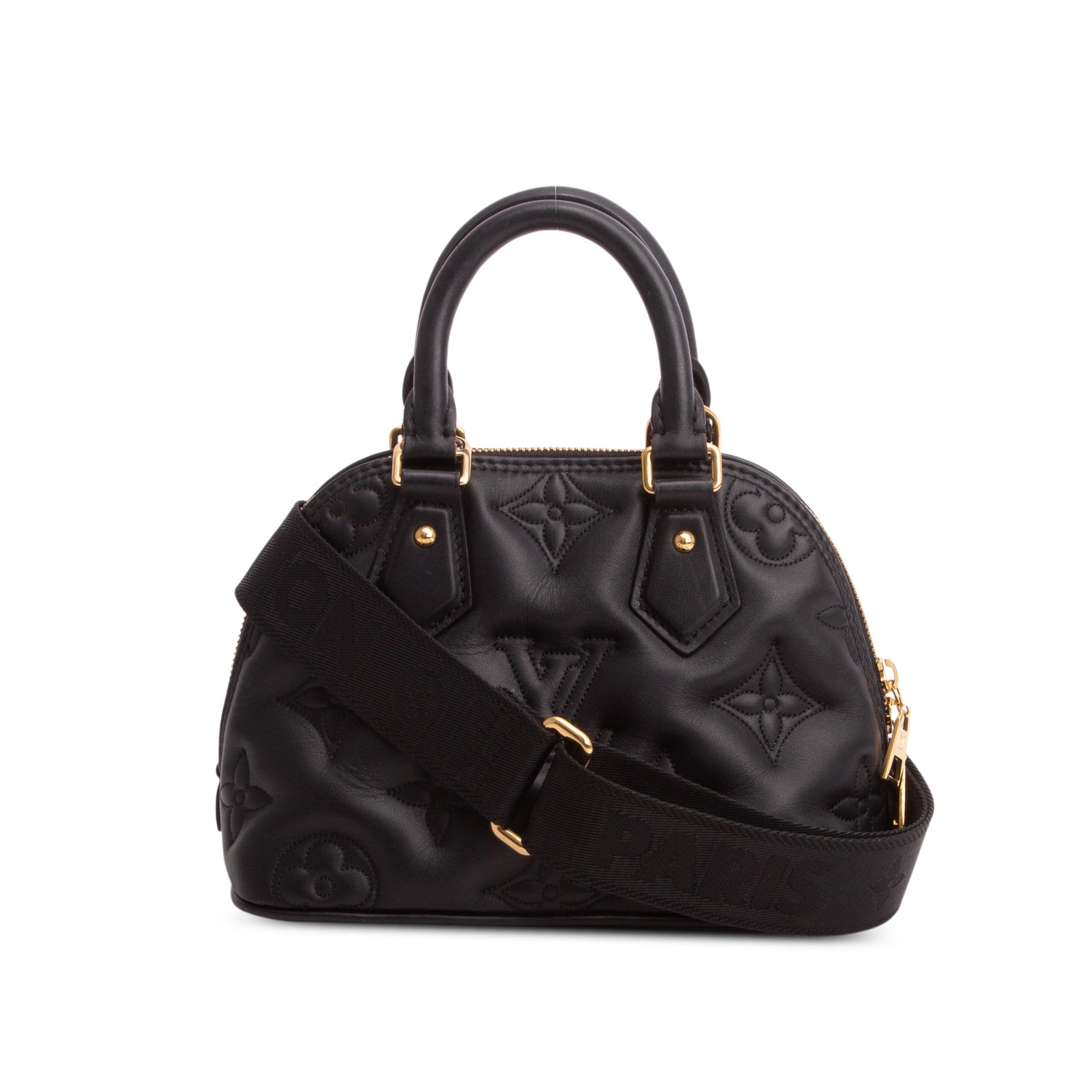 Louis Vuitton Black Calfskin Bubblegram Alma BB w/ Strap
