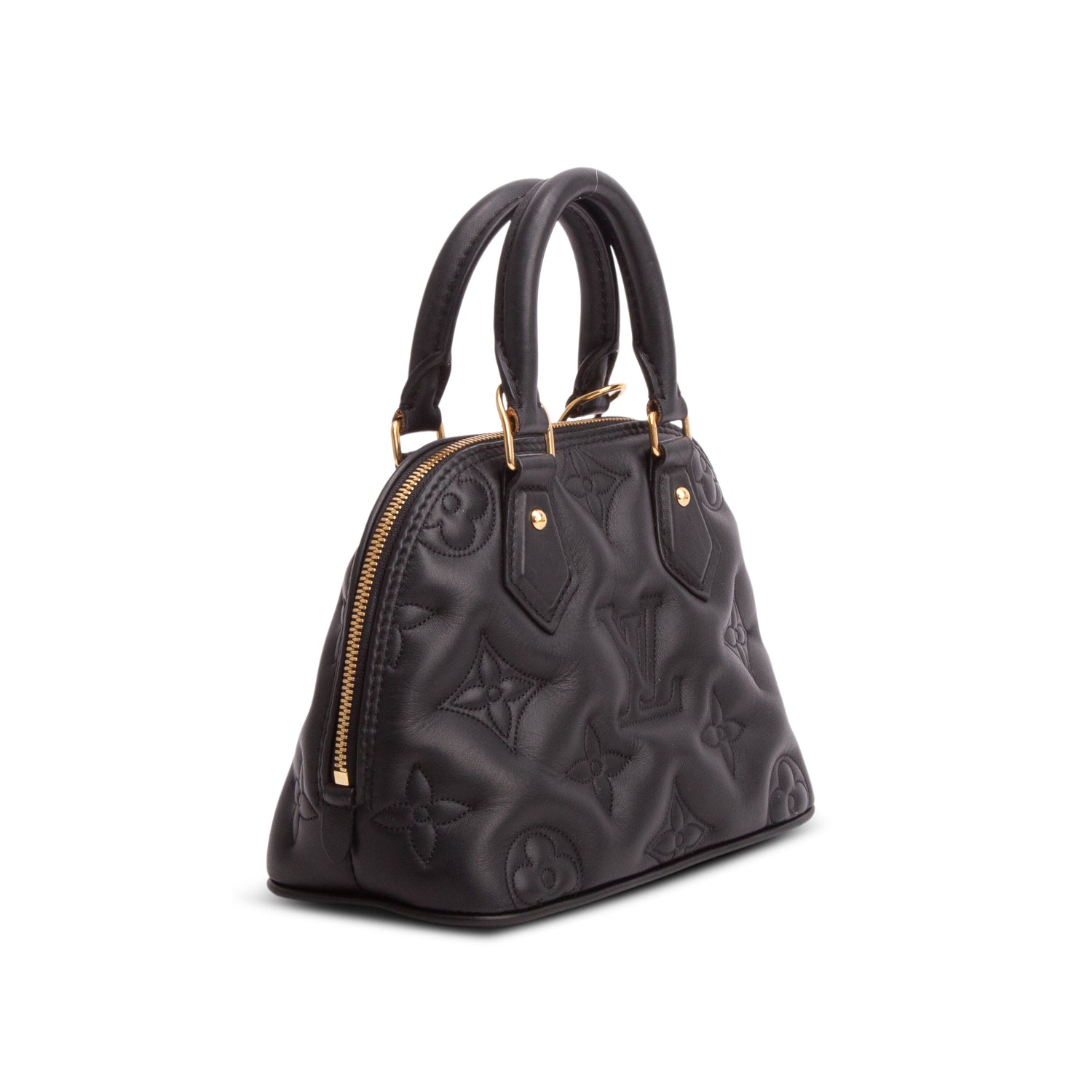 Louis Vuitton Black Calfskin Bubblegram Alma BB w/ Strap