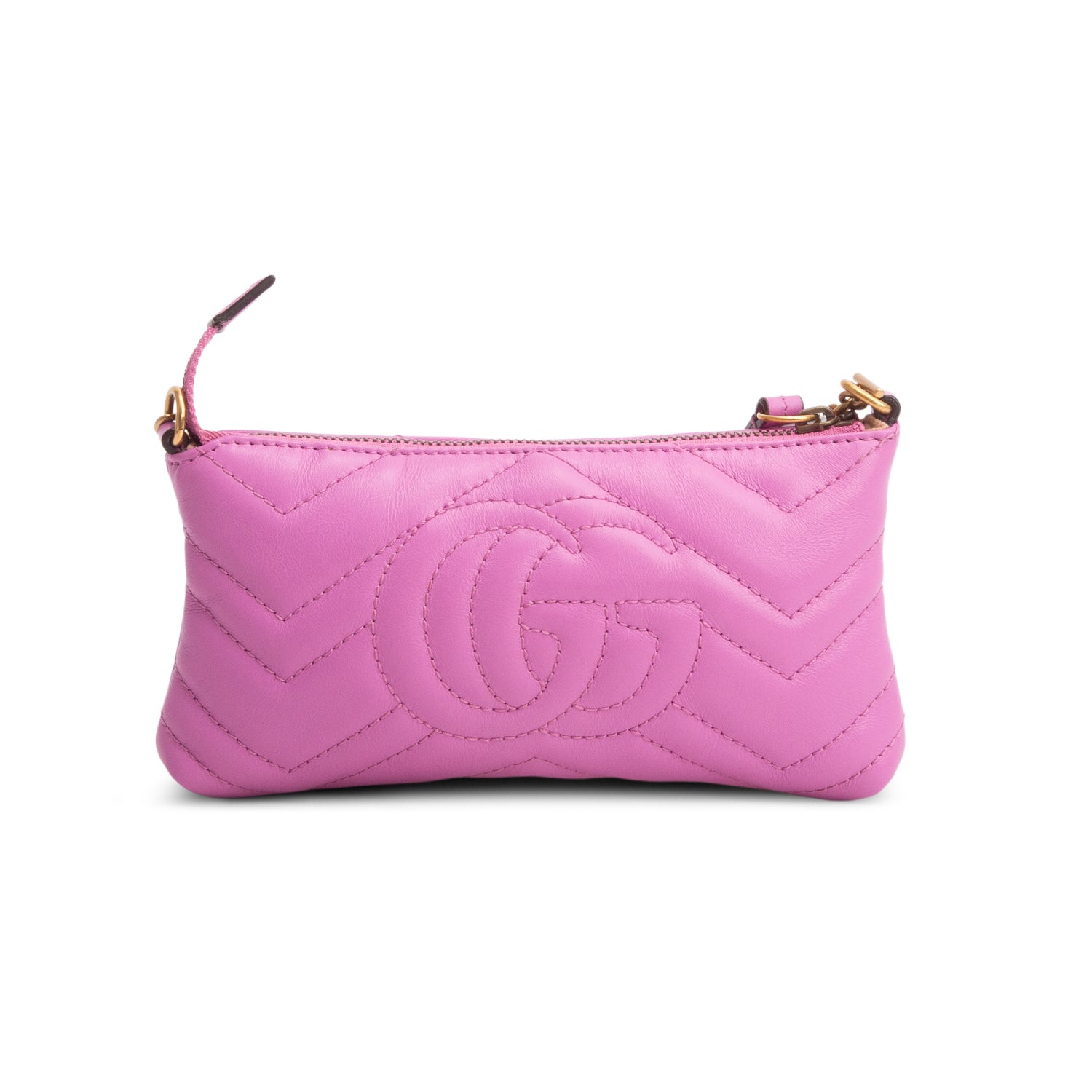 Gucci Purple Calfskin Matelasse Mini GG Marmont Chain Bag w/ Box