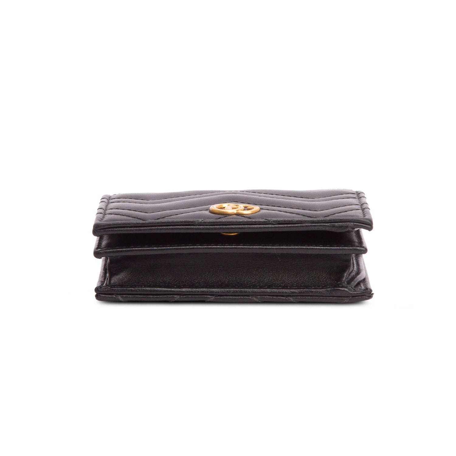 Gucci Black Quilted GG Marmont Leather Card Case Wallet