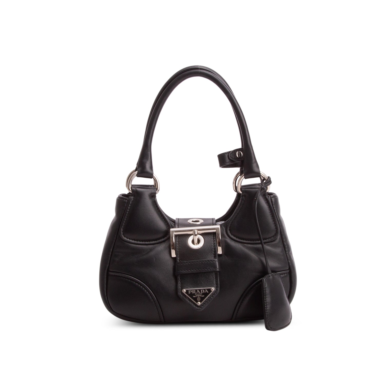 Prada Black Nappa Soft Padded Re-Edition 2002 Moon Bag w/ Strap