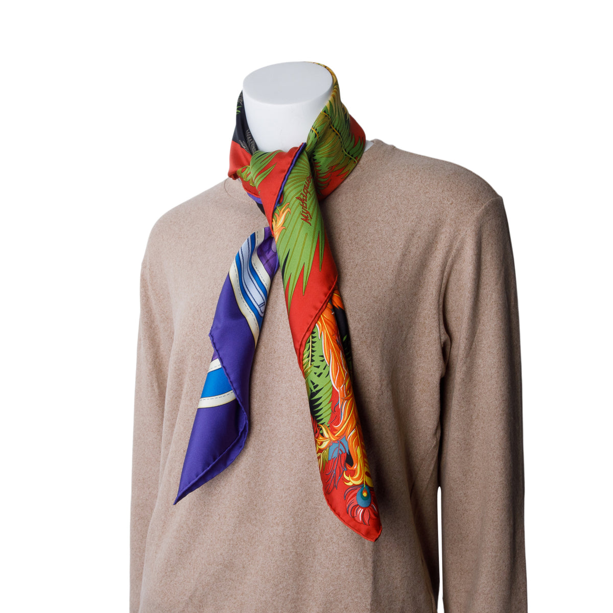 Hermes Multicolor 'Mythique Phoenix' & 'Carmails' Silk Scarf 90 w/ Box