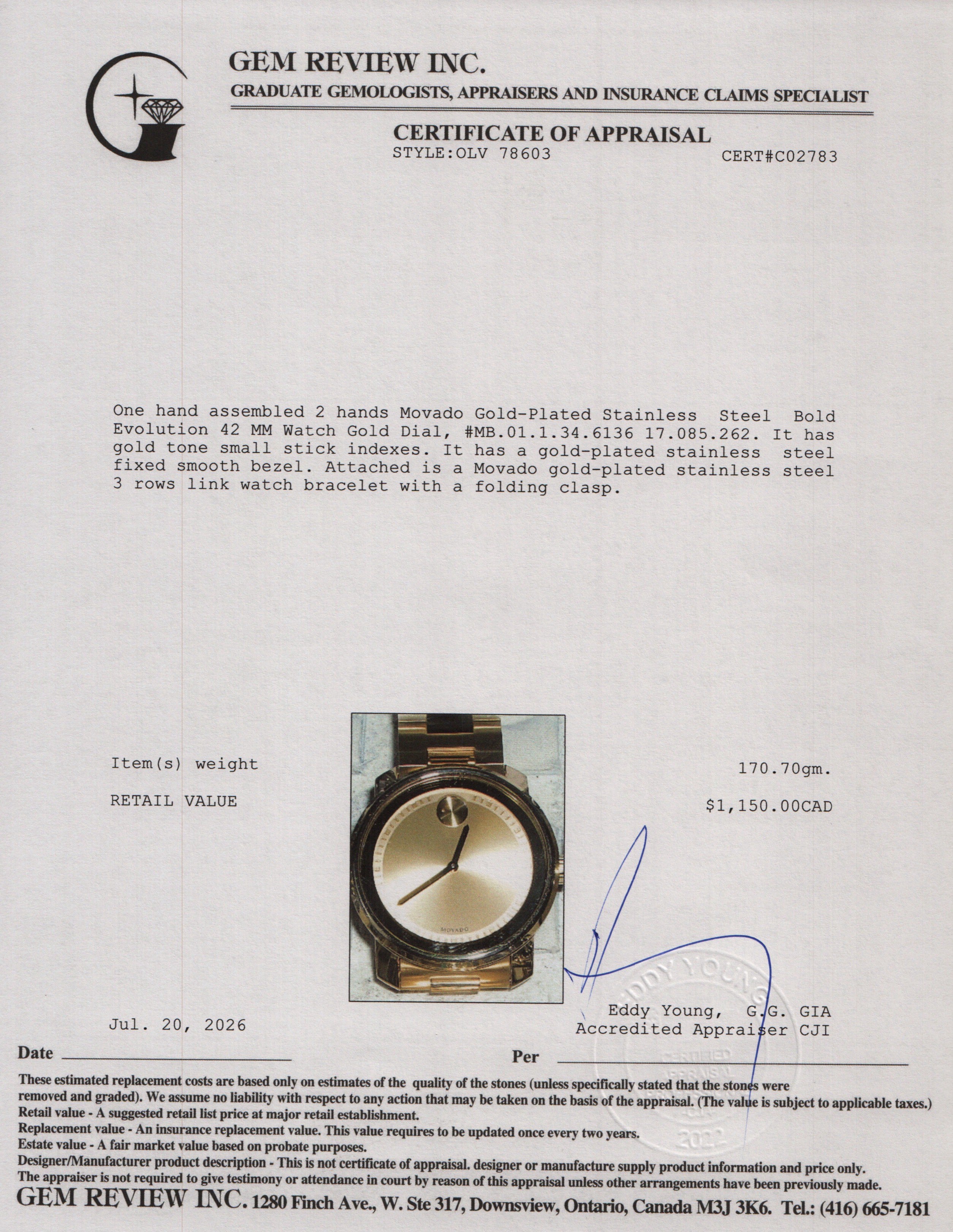 Movado Gold-Plated Stainless Steel Bold Evolution 42 MM Watch Gold Dial