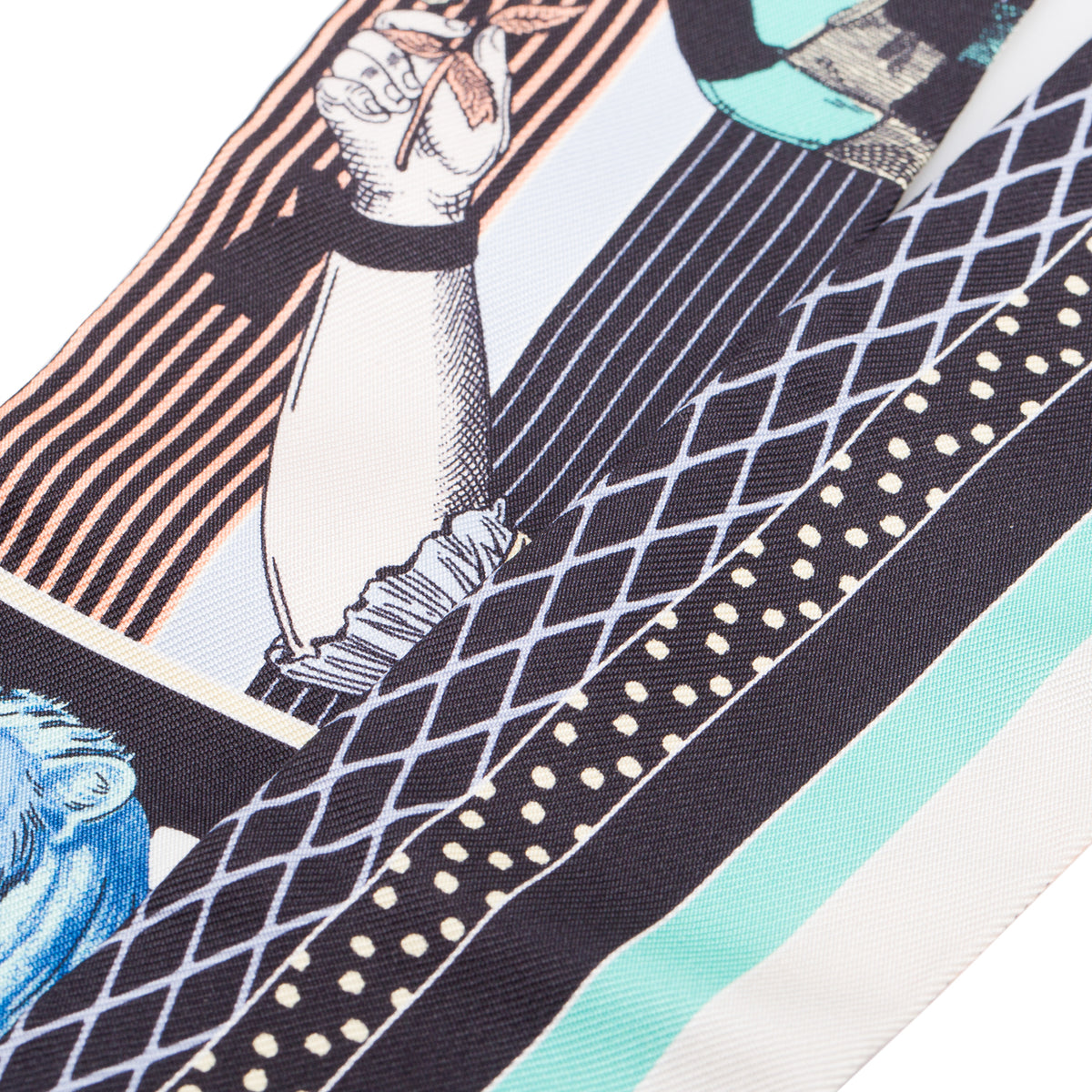 Hermes Multicolor 'Grand Theatre' Silk Twilly w/ Box