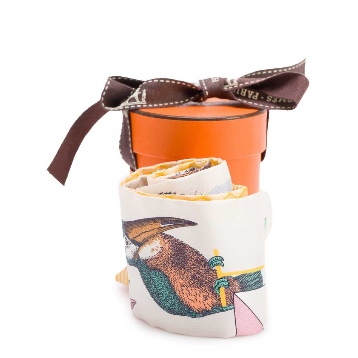 Hermes Multicolor 'Grand Theatre' Silk Twilly w/ Box