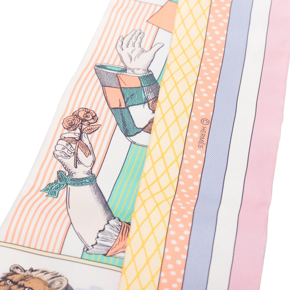 Hermes Multicolor 'Grand Theatre' Silk Twilly w/ Box