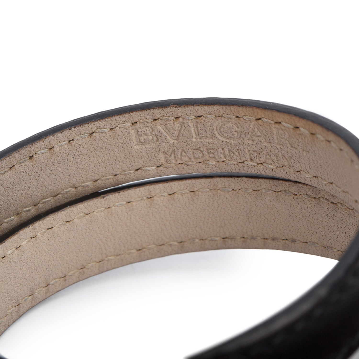 BVLGARI Serpenti Forever Double Coil Black Leather Bracelet