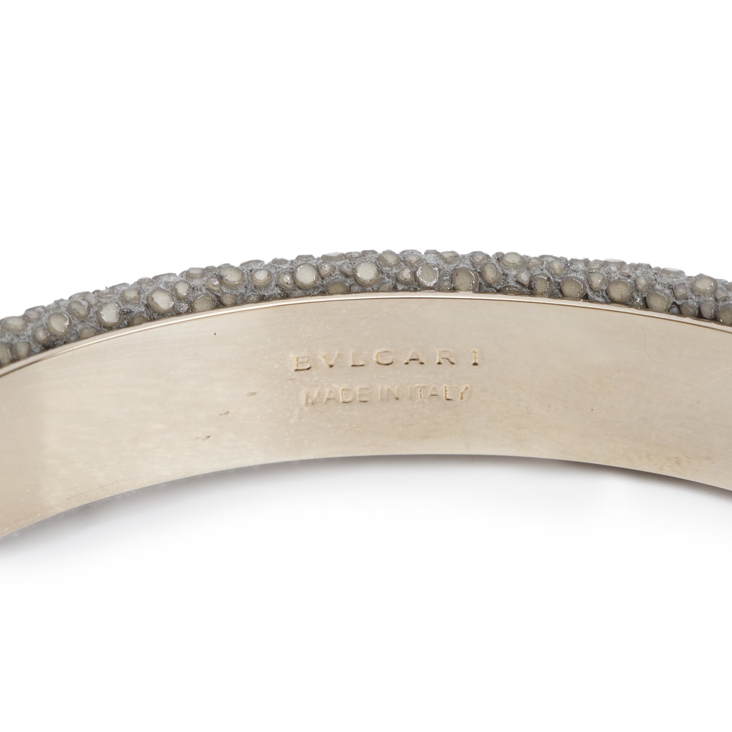 BVLGARI Serpenti Forever Grey Galuchat Stingray Leather & Enamel Bracelet w/ Box