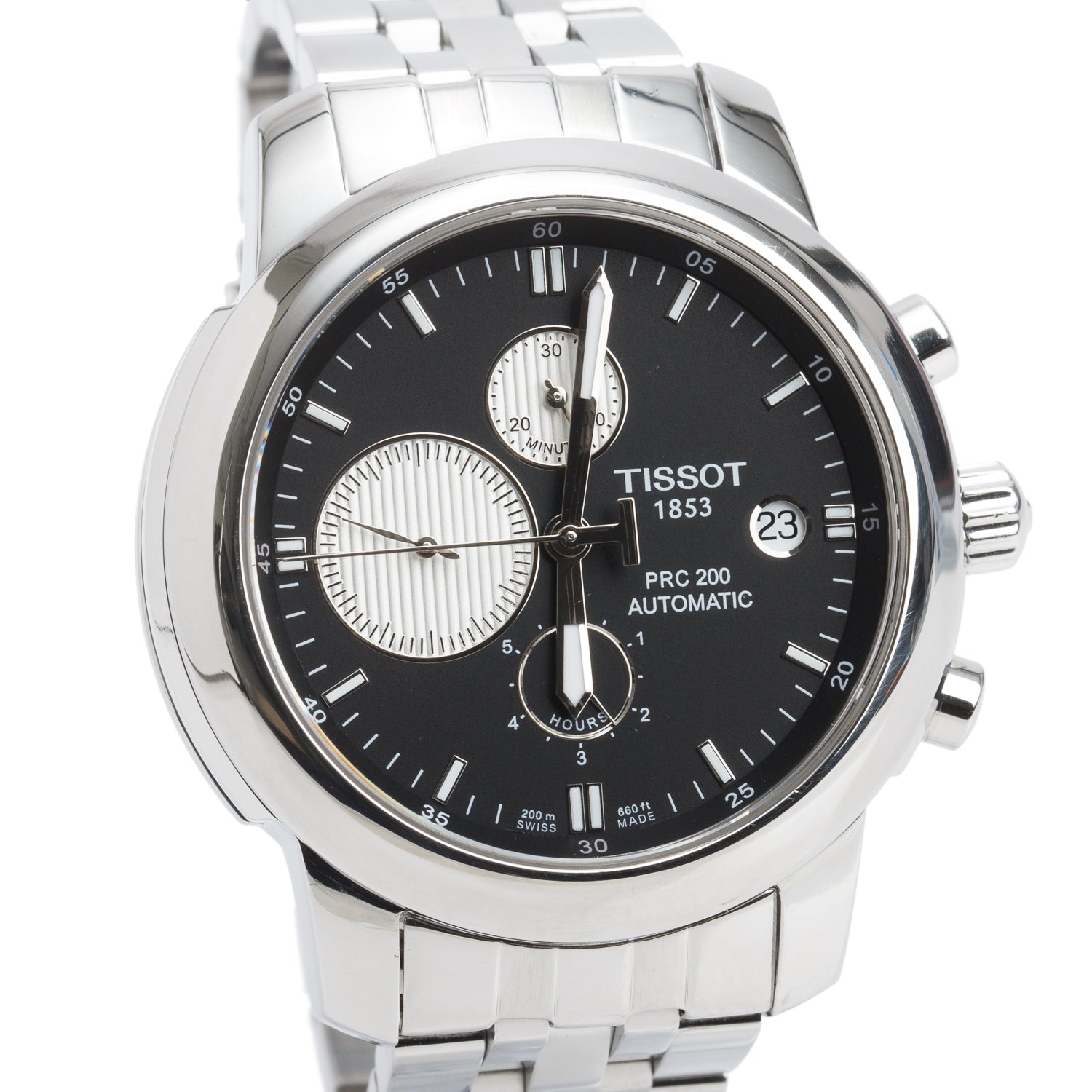 Tissot Stainless Steel Black Dial PRC 200 43 MM Automatic Chronograph Watch Black Dial
