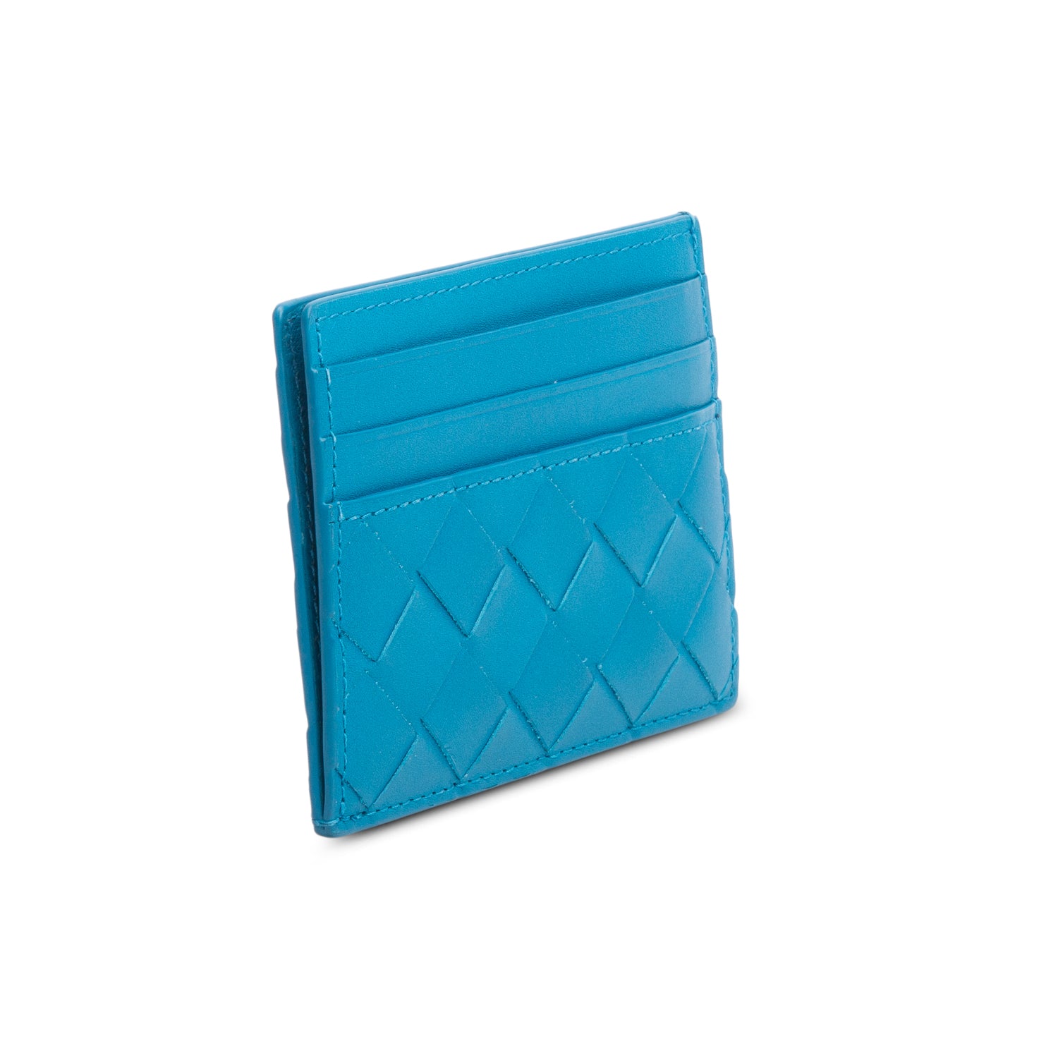 Bottega Venetta Blue Intreciatto Nappa Leather Credit Card Case