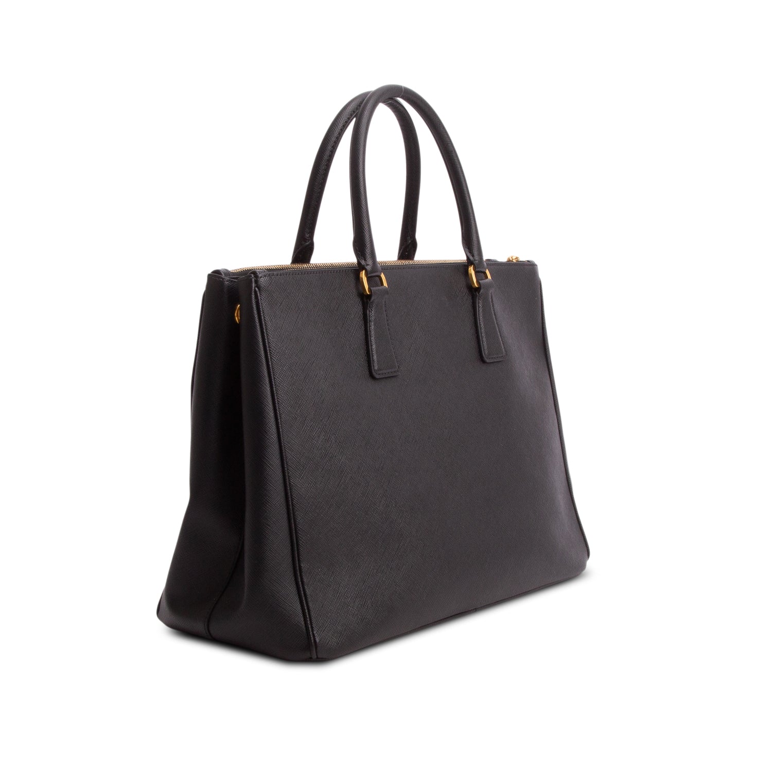 Prada Black Saffiano Lux Large Double Zip Galleria Tote