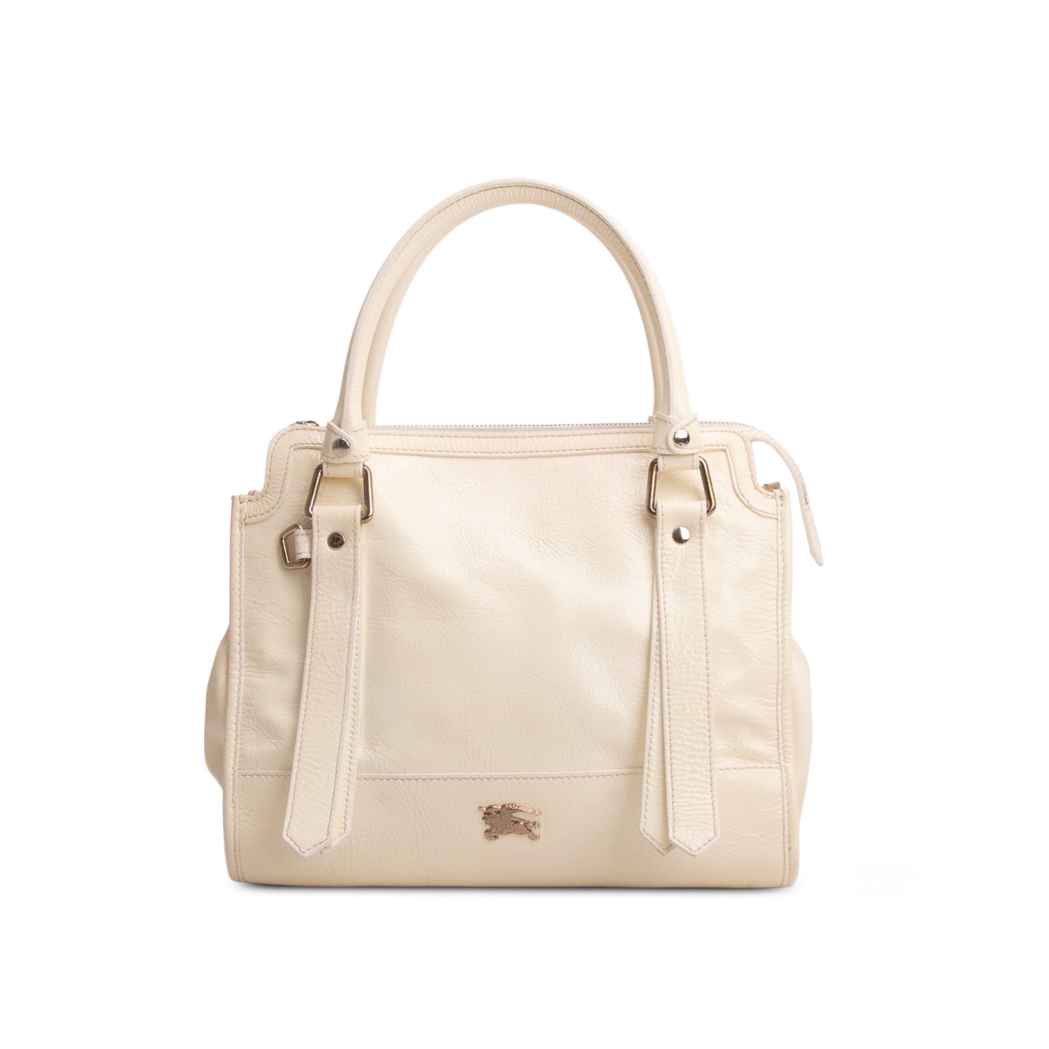 Burberry Cream Patent Leather Tote w/ Strap & Authenticity Card